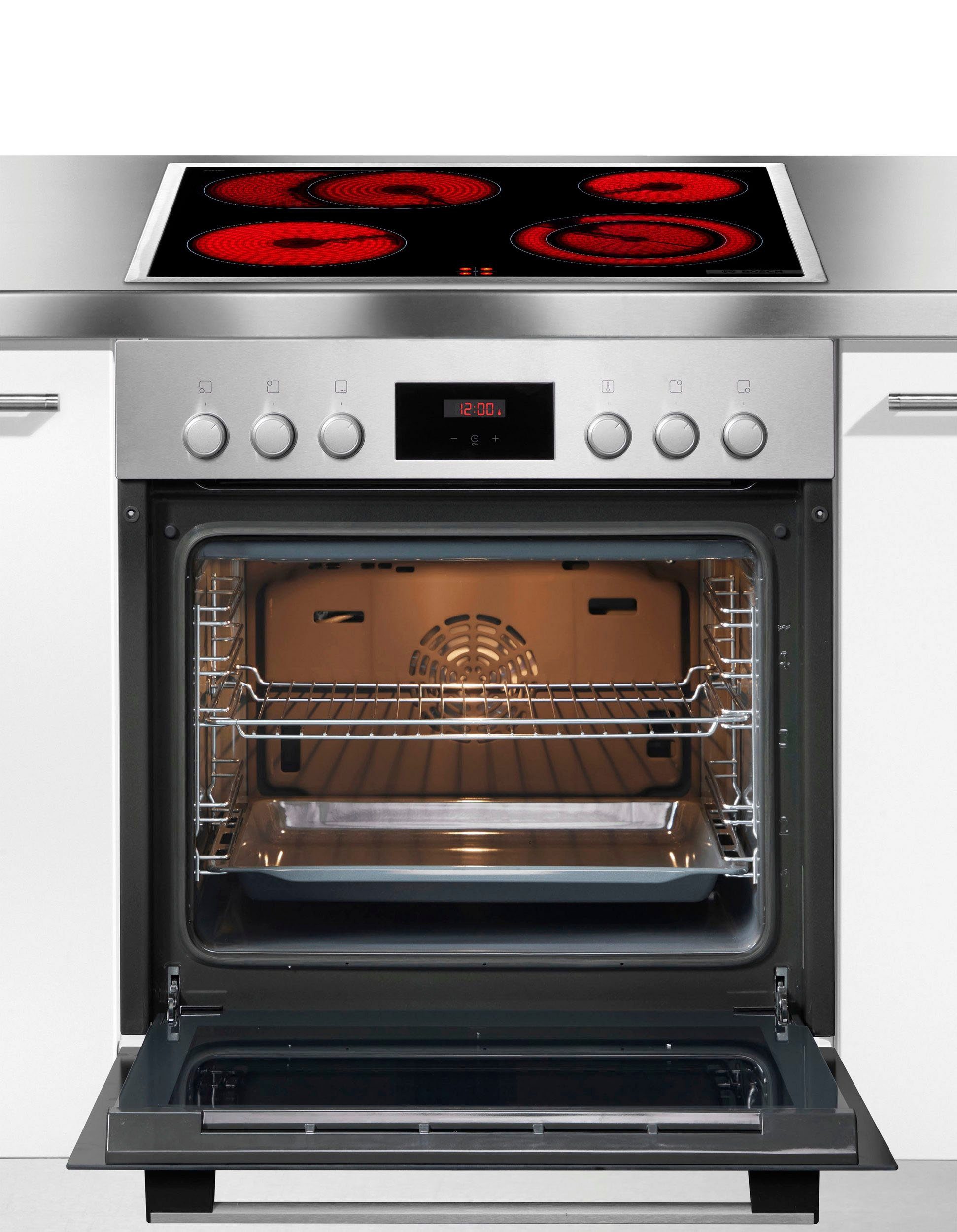 BOSCH Elektro-Herd-Set HND231AS62, mit Teleskopauszug nachrüstbar, ecoClean Direct