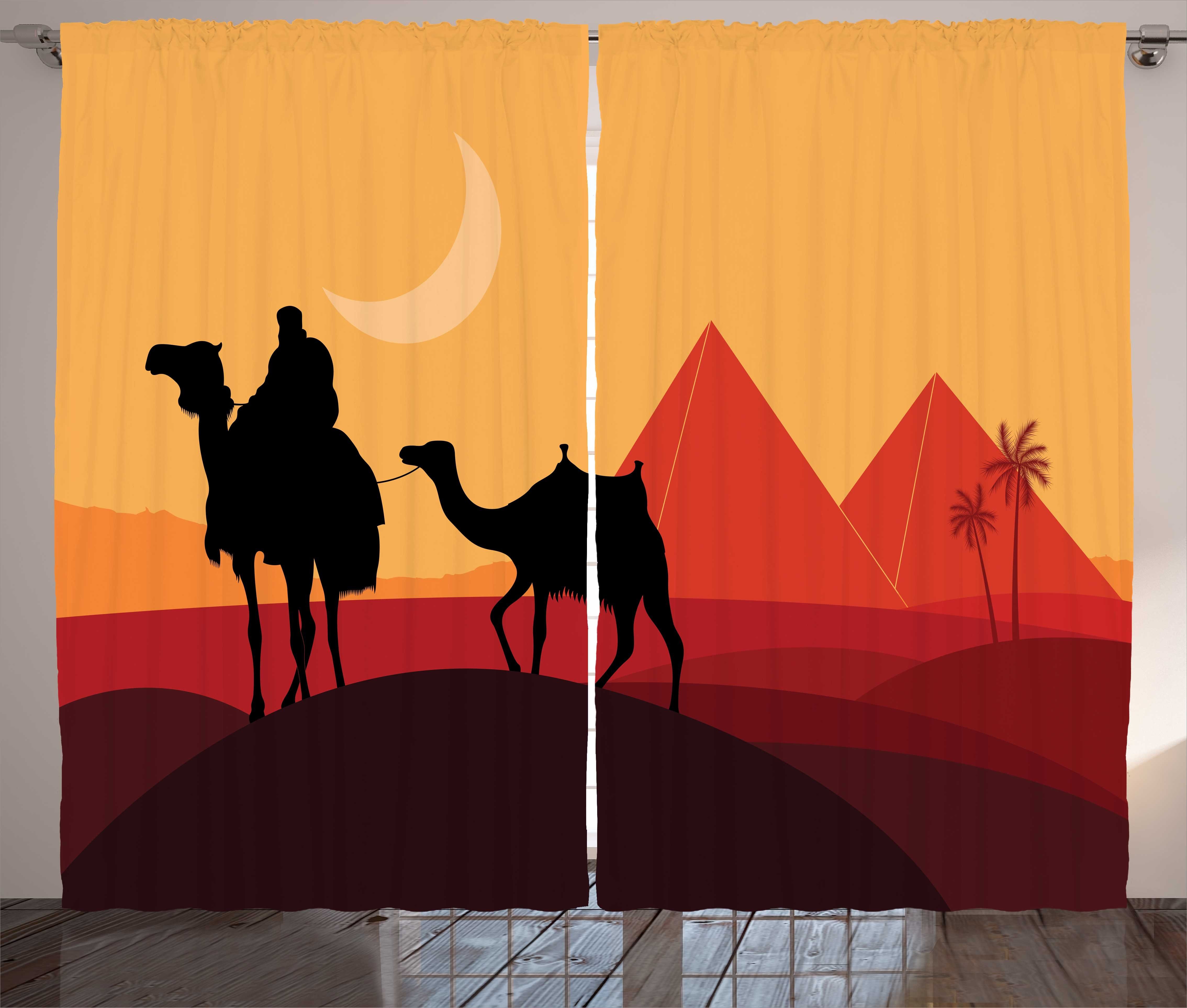 neue Marke Gardine Schlafzimmer Kräuselband Vorhang Abakuhaus, Pyramide mit Man Kamele Schlaufen Haken, Wild und Landschaft