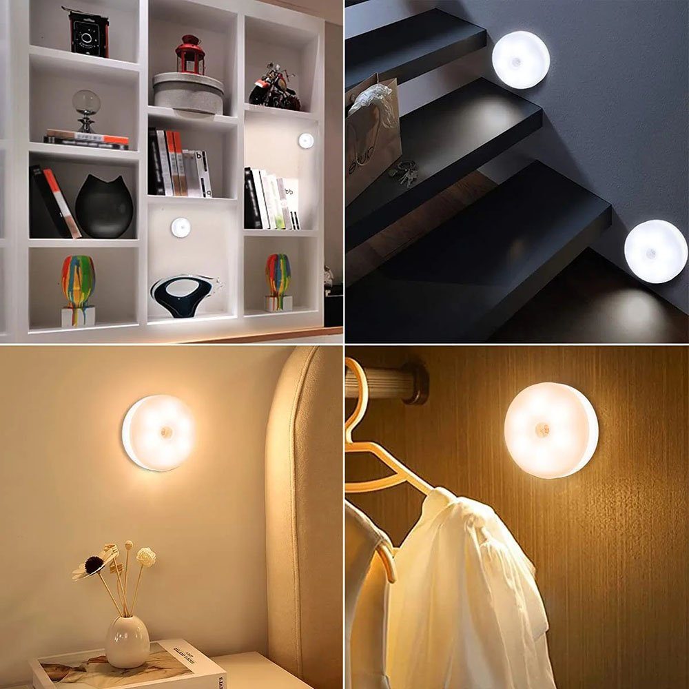 Schlafzimmer Deko Treppe für Flur, Kleiderschrank Nachtlicht 2-farbig, Rosnek PIR-Bewegungsmelder, Weiß, LED batterie, Warmweiß,