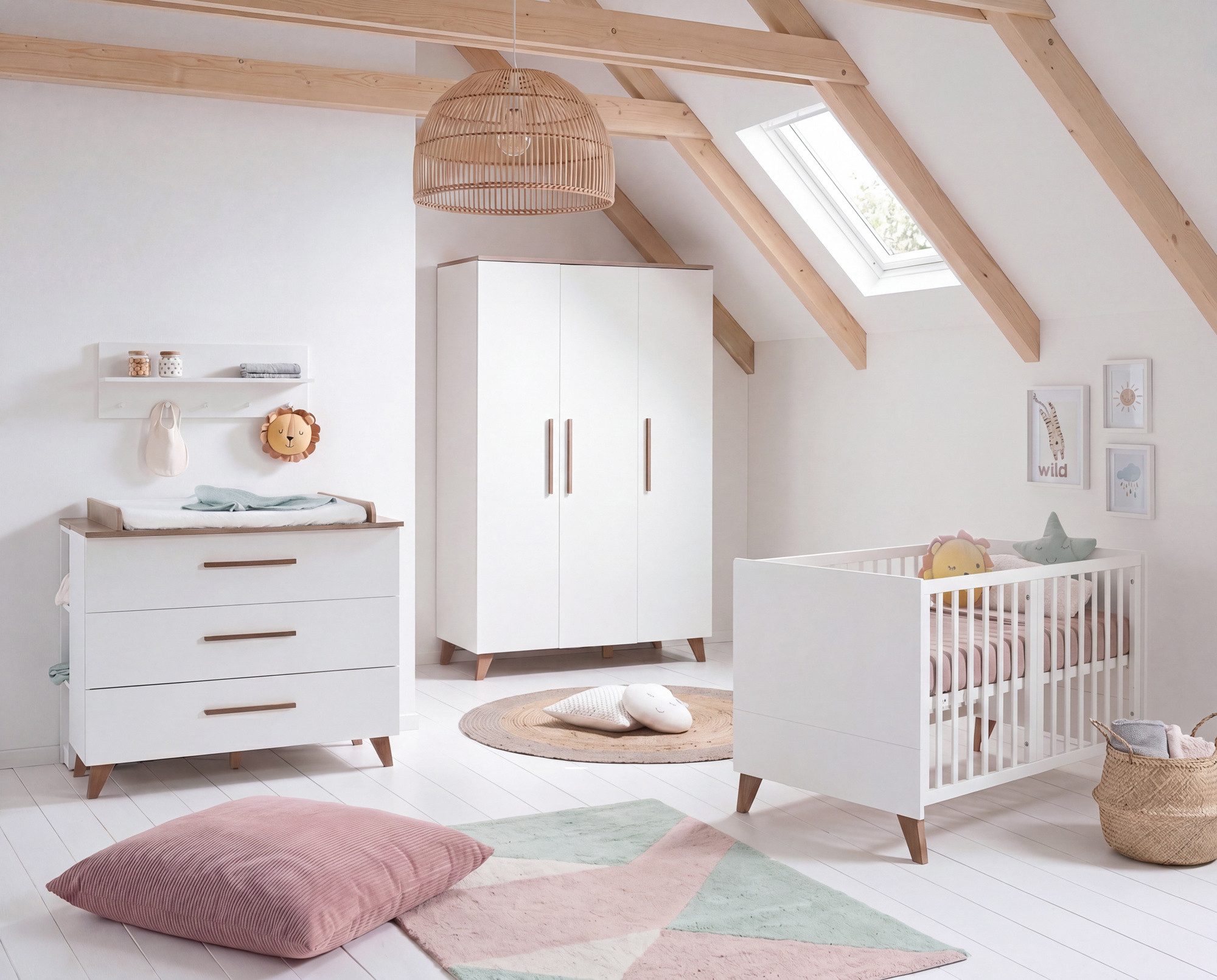 roba® Babybett 70 x 140 cm - verschiedene moderne Designs - aus Holz - mitwachsend, praktisches Gitterbett - Baby Bett ab Geburt - höhenverstellbar – Bild 3 von 5