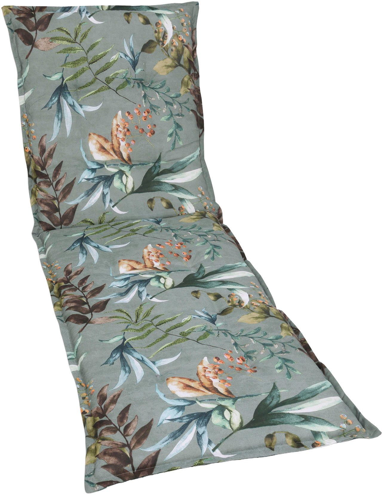 GO-DE Liegenauflage, Blätter / Beeren grün - Maße BxLxH ca.: 60 cm x 190 cm x 7 cm