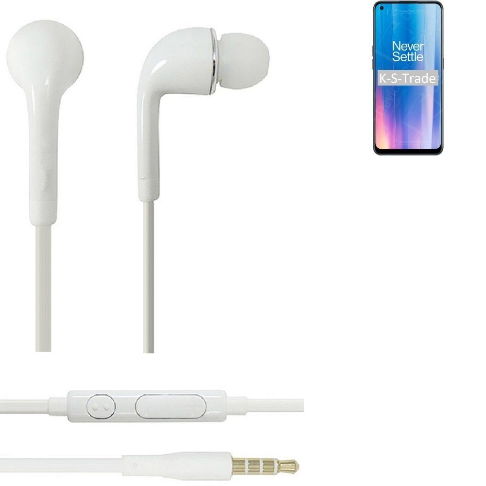 K-S-Trade für OnePlus Nord CE 2 5G In-Ear-Kopfhörer (Kopfhörer Headset mit Mikrofon u Lautstärkeregler weiß 3,5mm)