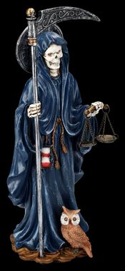 Figuren Shop GmbH Fantasy-Figur Santa Muerte Figur mit Waage blau Gothic Grim Reaper Fantasy Dekofigur