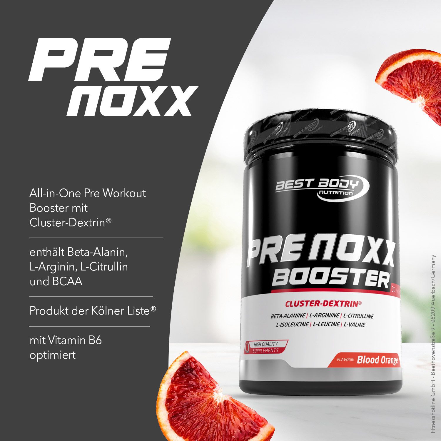 Best Body Nutrition Professional Pre Noxx Booster - Blood Orange - 600 g Dose Pulver, 600 g