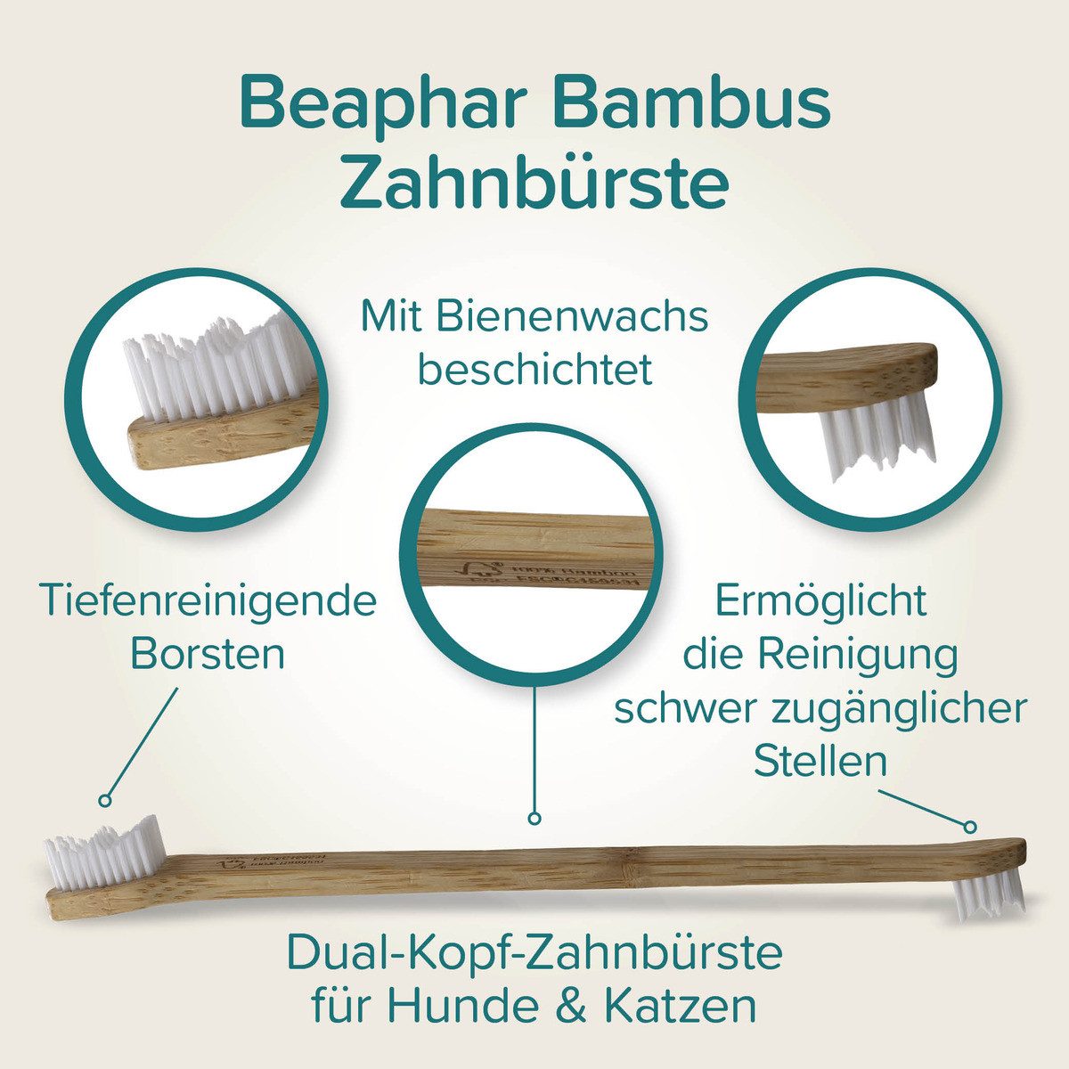 beaphar Tierzahnbürste Bambus-Zahnbürste