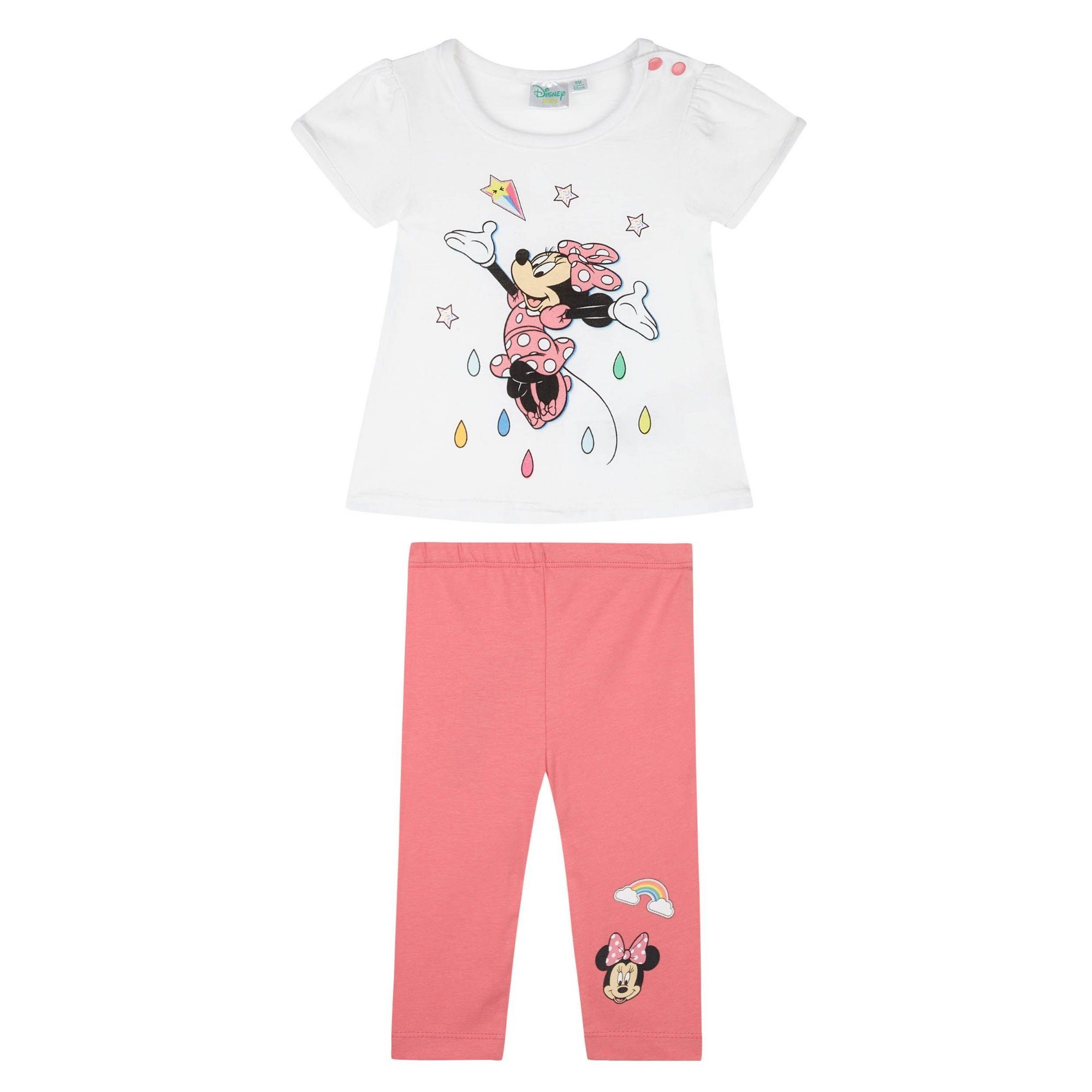 Disney Minnie Mouse Shirt & Leggings Disney Minnie Set, Tshirt + Hose, weiß-pink, Gr. 62-92