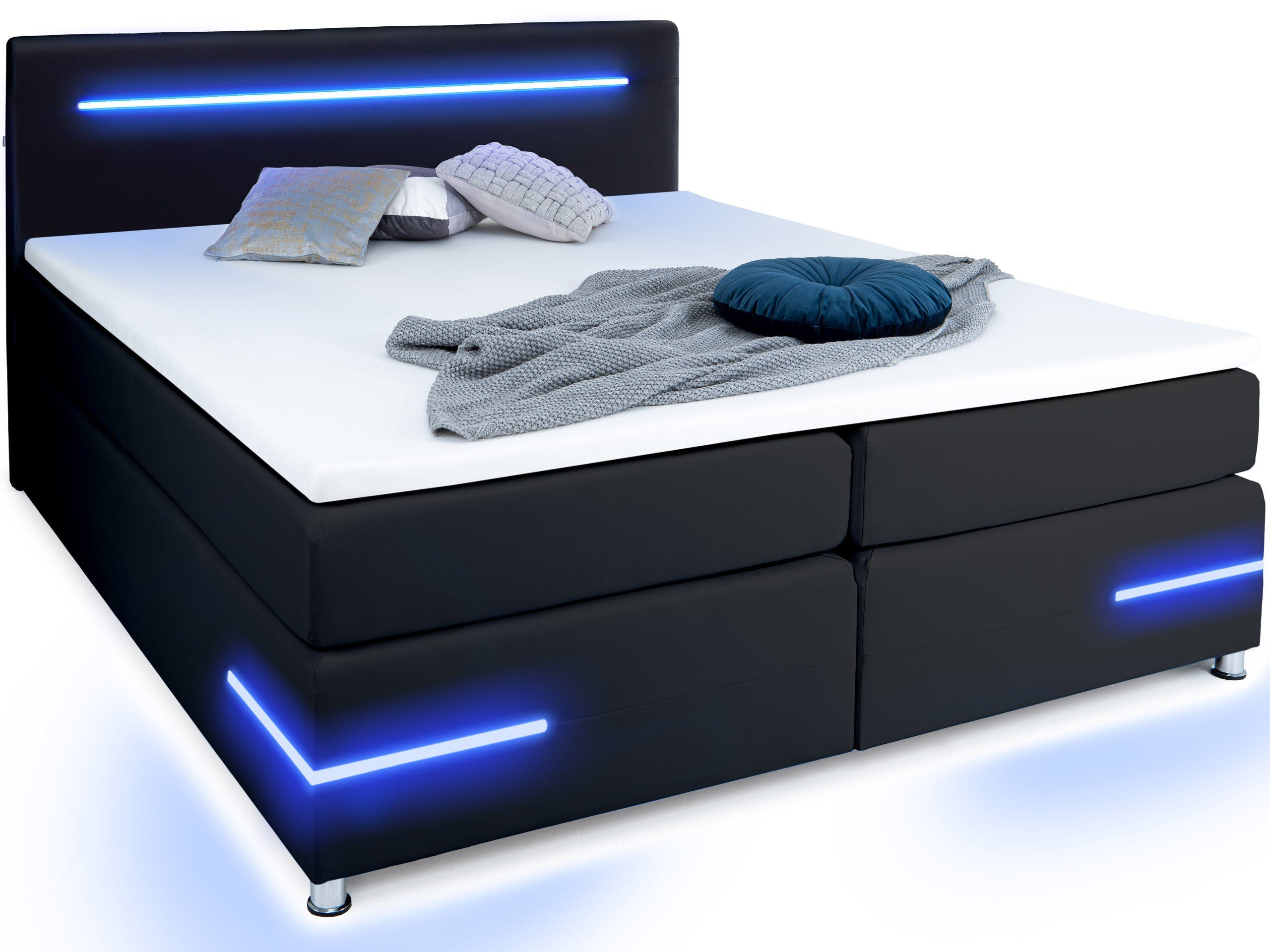 wonello Boxspringbett Daytona, mit LED Beleuchtung günstig online kaufen