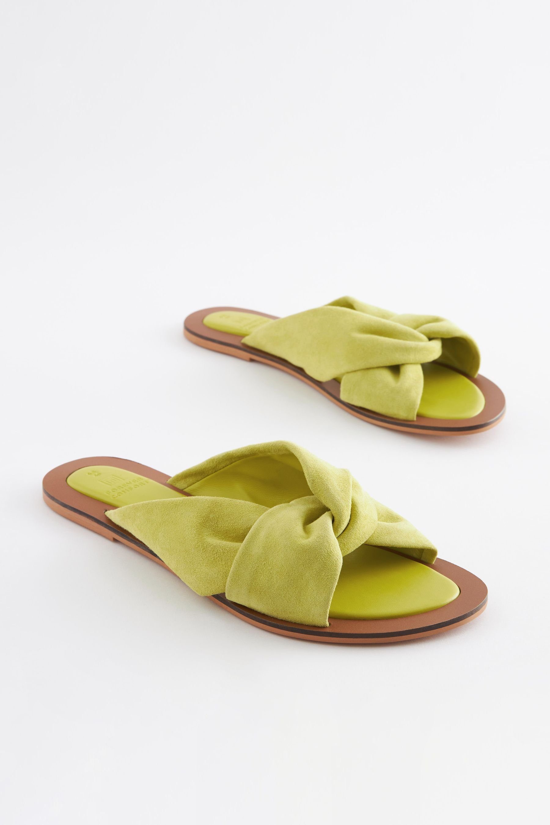 Next (1-tlg) Pantolette Knoten Comfort® Lime Green Forever Leder mit Pantoletten aus