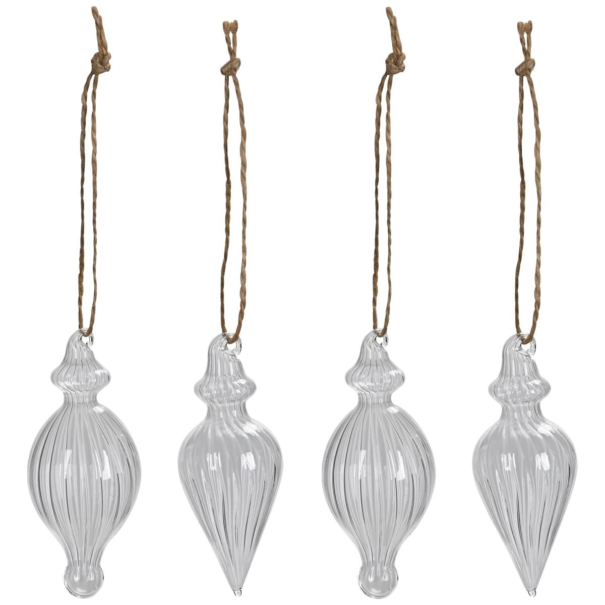 matches21 HOME & HOBBY Dekohänger Weihnachtsschmuck in Klar, aus Glas in 9 cm als Christbaumdeko (4 St), Christbaumschmuck zum Hängen im 4er Set
