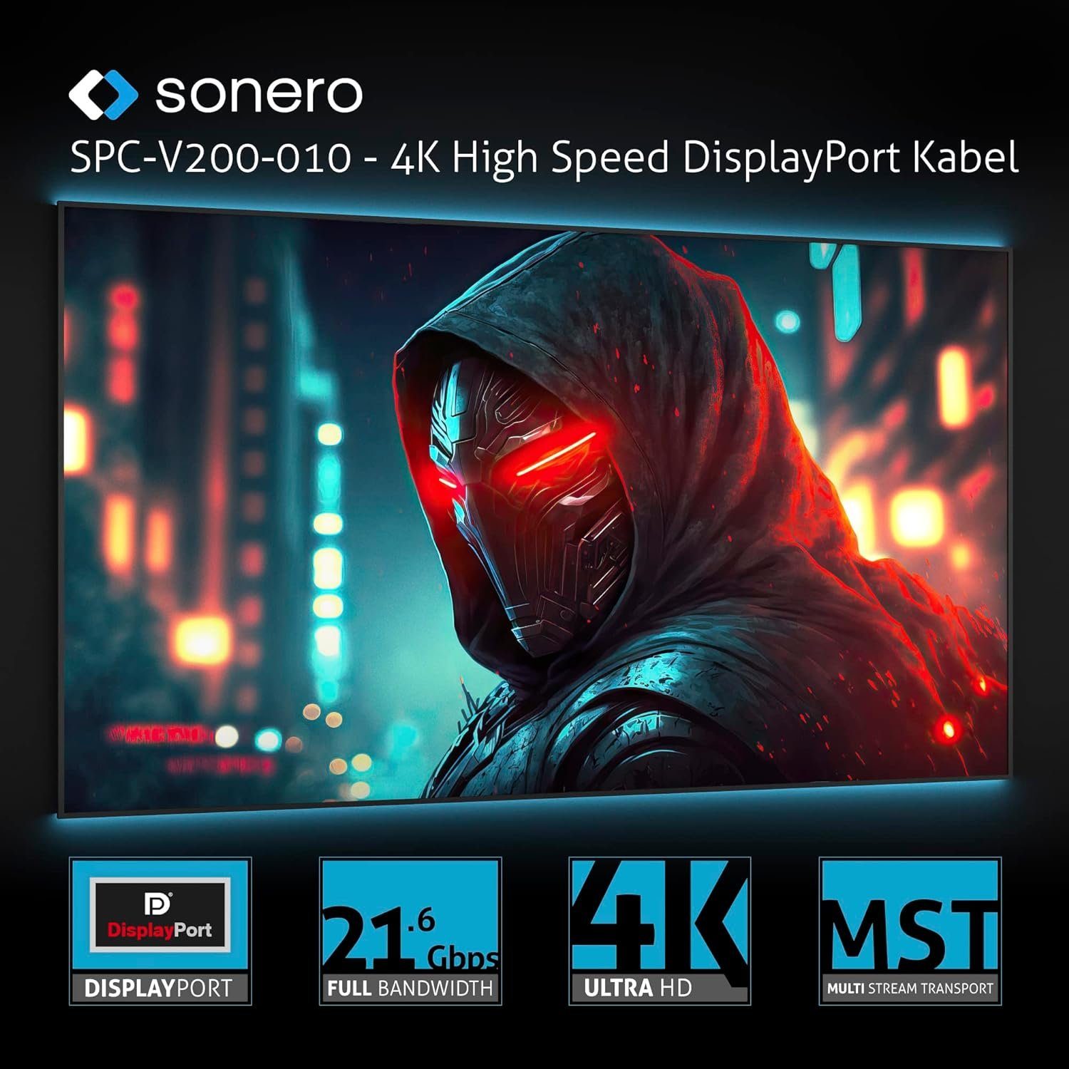sonero Sonero® 4K USB-C auf DisplayPort Kabel, DisplayPort Stecker auf USB-C Video-Kabel – Bild 5 von 5