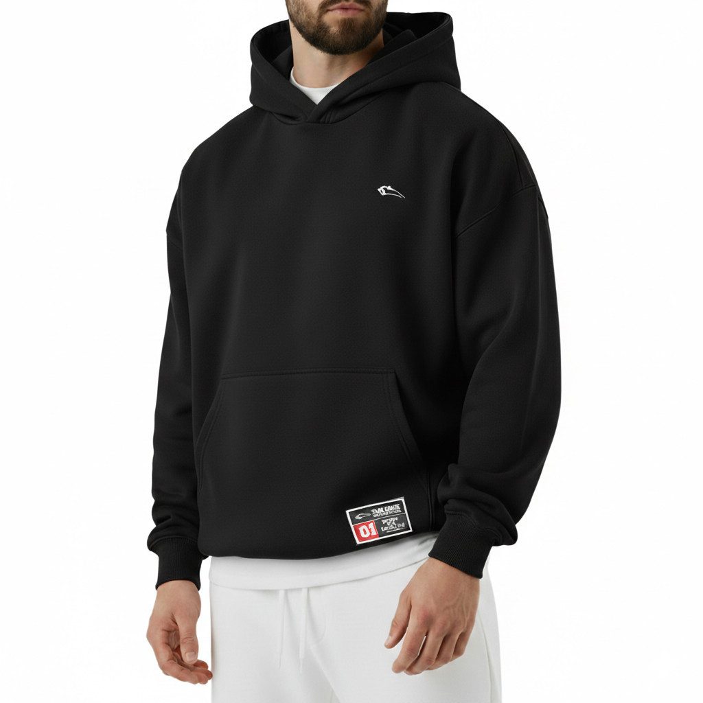 Smilodox Hoodie Rayk, Kapuzenpullover mit Logo und Backprint, Kängurutasche Pulli Bündchen weicher Stoff sportlicher Sweater Alltag Streetstyle