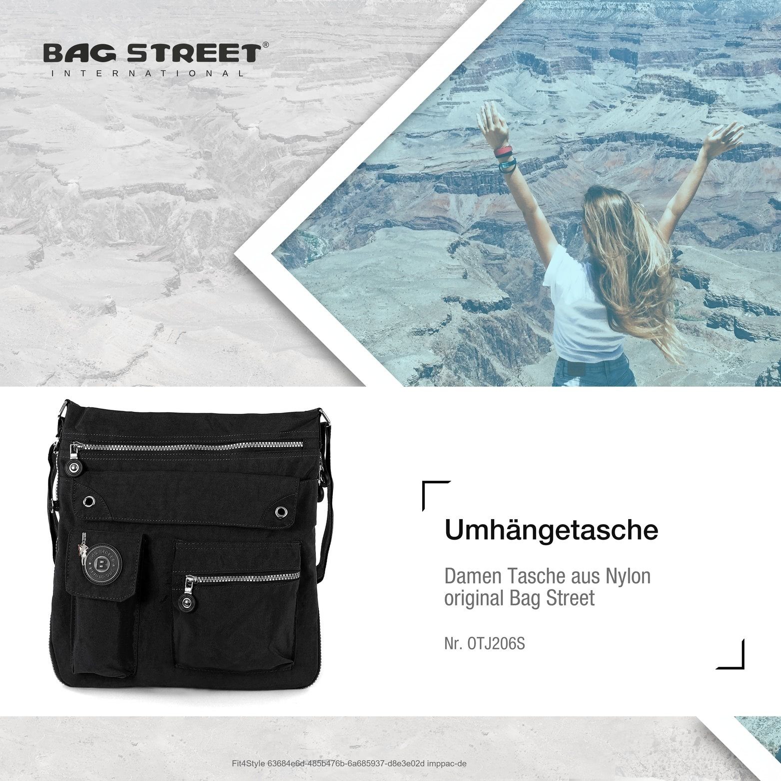 BAG STREET Umhängetasche Bag Tasche Tasche Nylon (Umhängetasche, Jugend Damen, Umhängetasche), Street Textilnylon schwarz strapazierfähiges Damenhandtasche