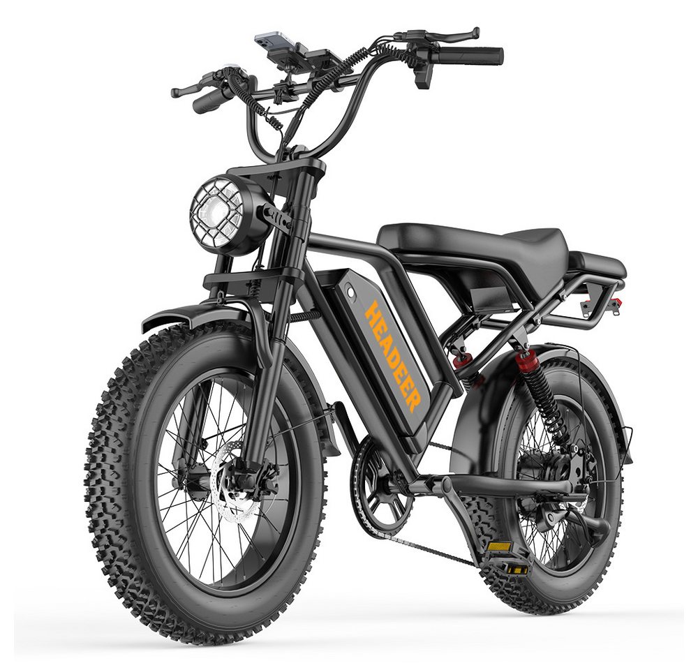 Vankel E-Bike Cityrad Herren u. Damen E-Fatbike 20 Zoll 250W 960Wh 80km Scheibenbremse, Kettenschaltung, Heckmotor, 960 Wh, Vollfederung und Scheibenbremsen für Stadt, Schotter und Touren