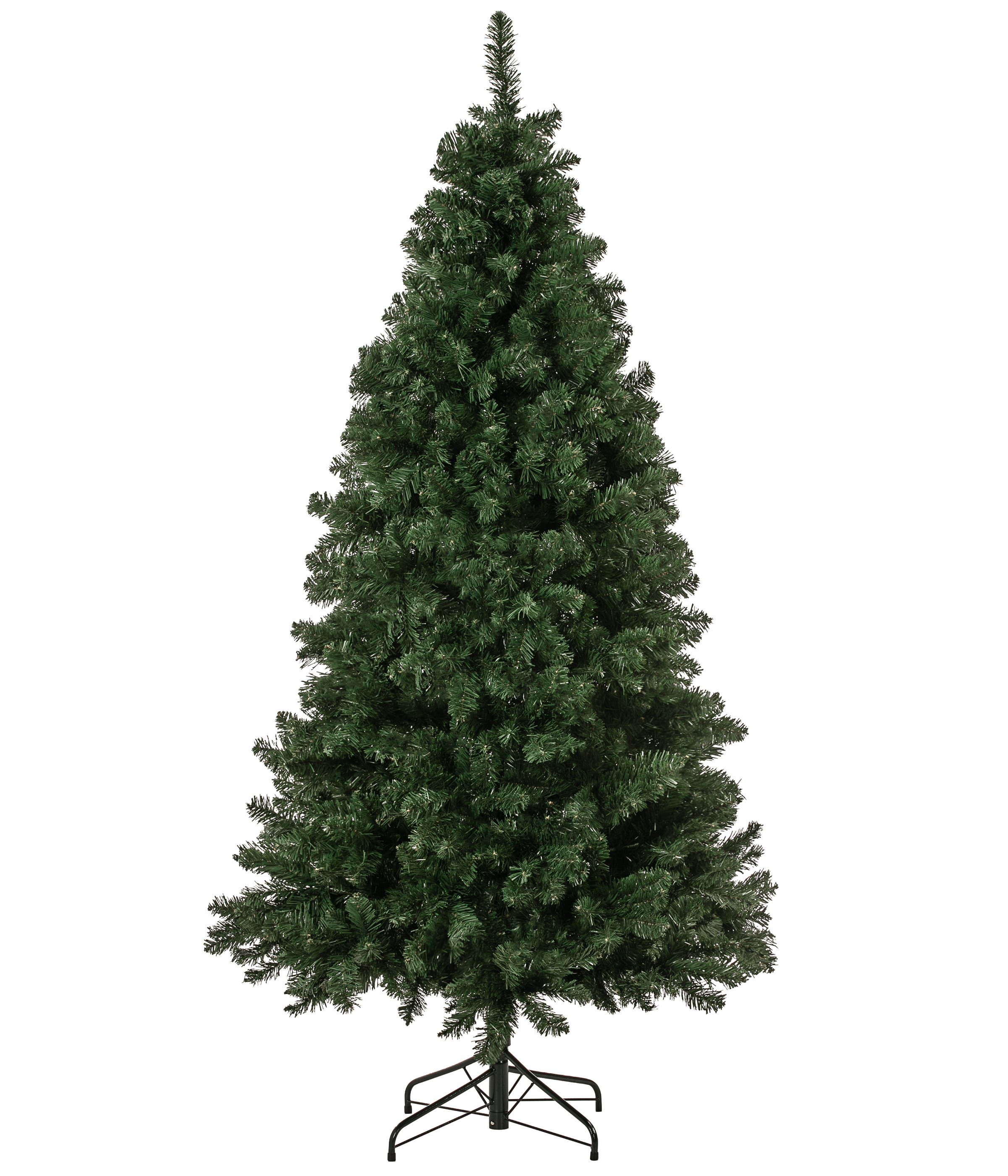 Dehner Künstlicher Weihnachtsbaum Tanne Aron mit Ständer, Höhe 210 cm, Ø 117 cm, hochwertiger künstlicher Christbaum, Stil Pinie