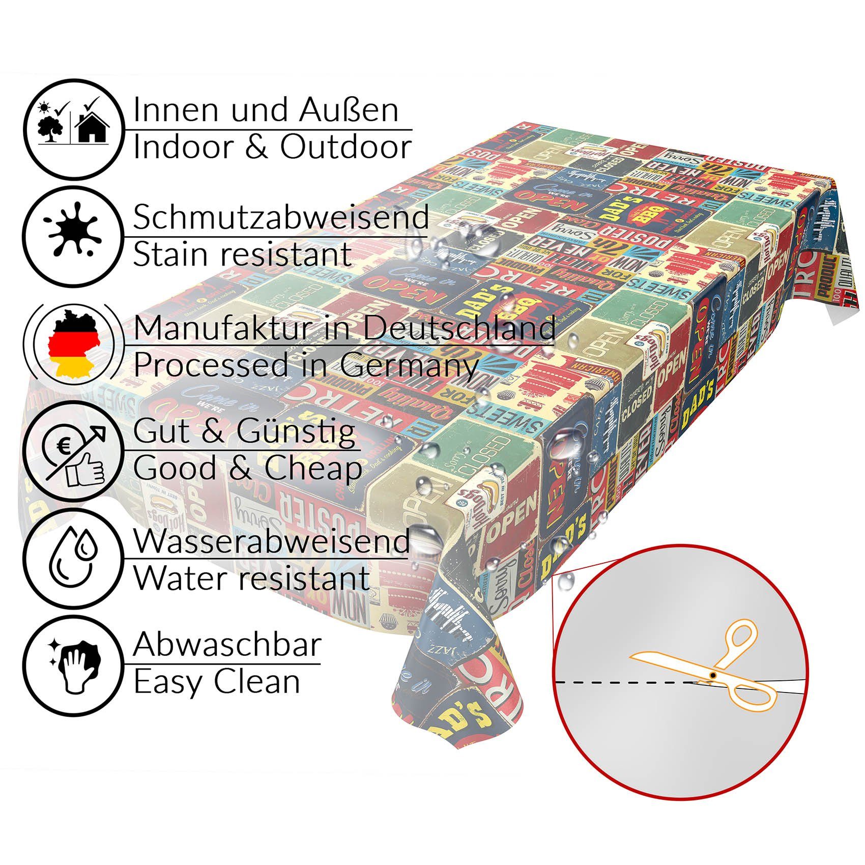 ANRO Tischdecke Wachstuchtischdecke Gartentischdecke Wachstischdecke (Einze günstig online kaufen