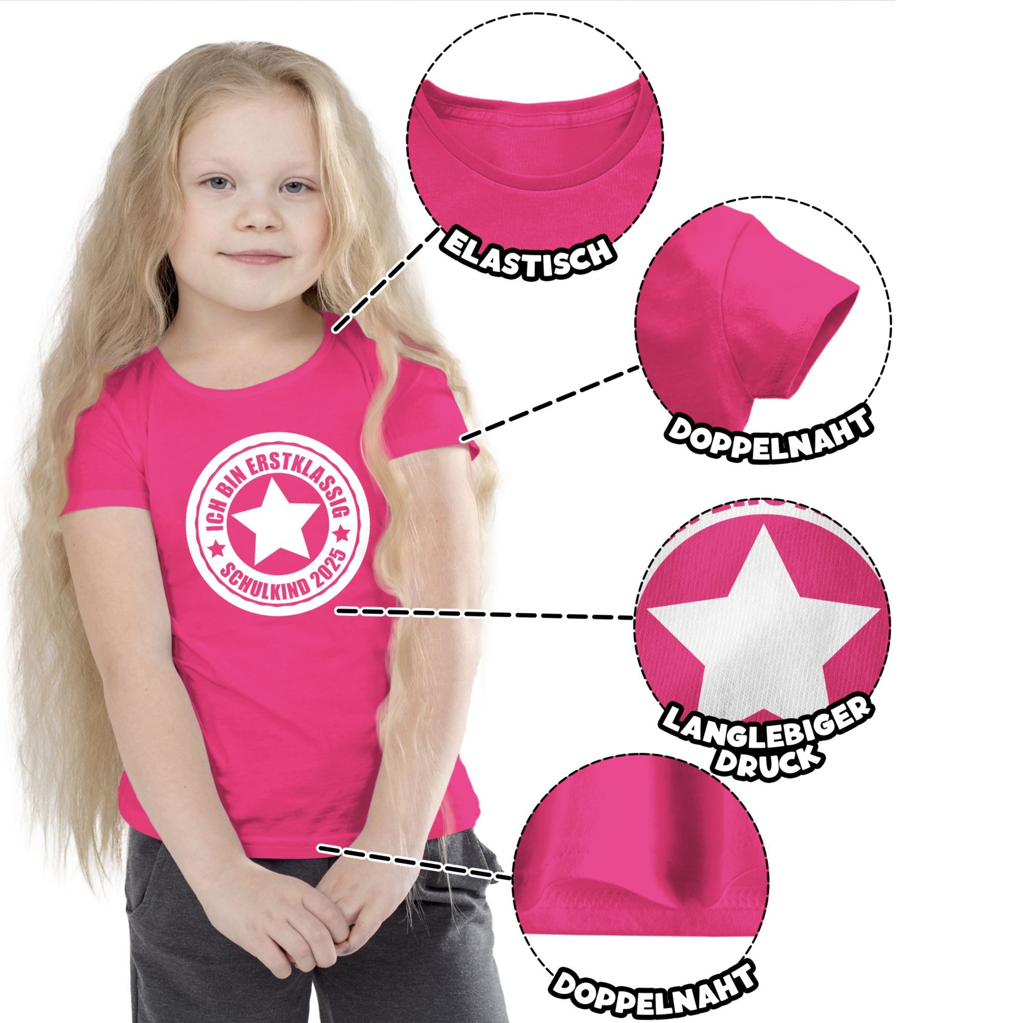 Shirtracer T-Shirt Ich bin erstklassig - Schulkind 2025 Einschulung Mädchen