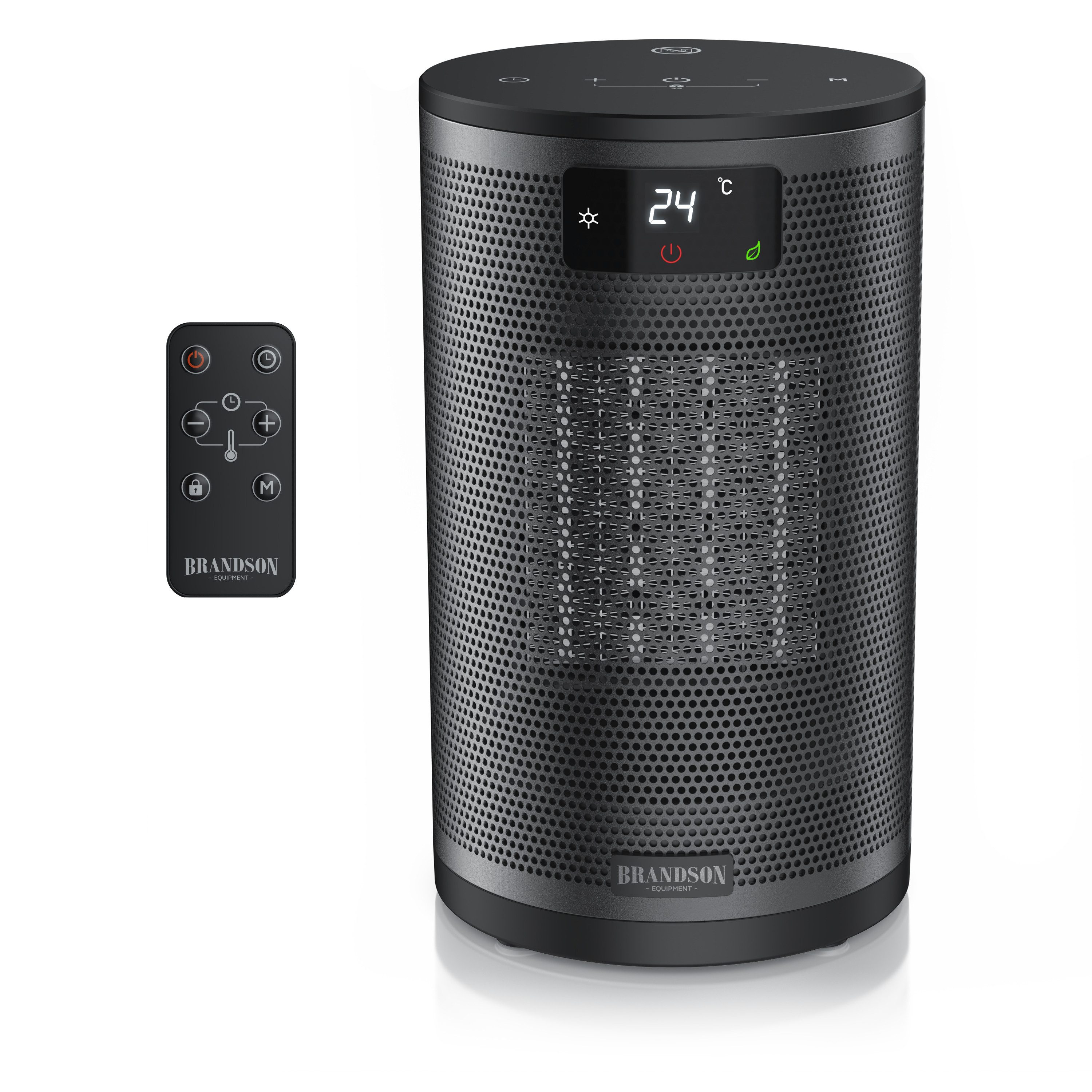 Brandson Heizlüfter Keramik-Heizlüfter 1500 W mit ECO-Modus, 2 Heizstufen, Fernbedienung, 1500 W, Preisträger 2025, Timer, 15–35 °C, Tastensperre, Überhitzungsschutz