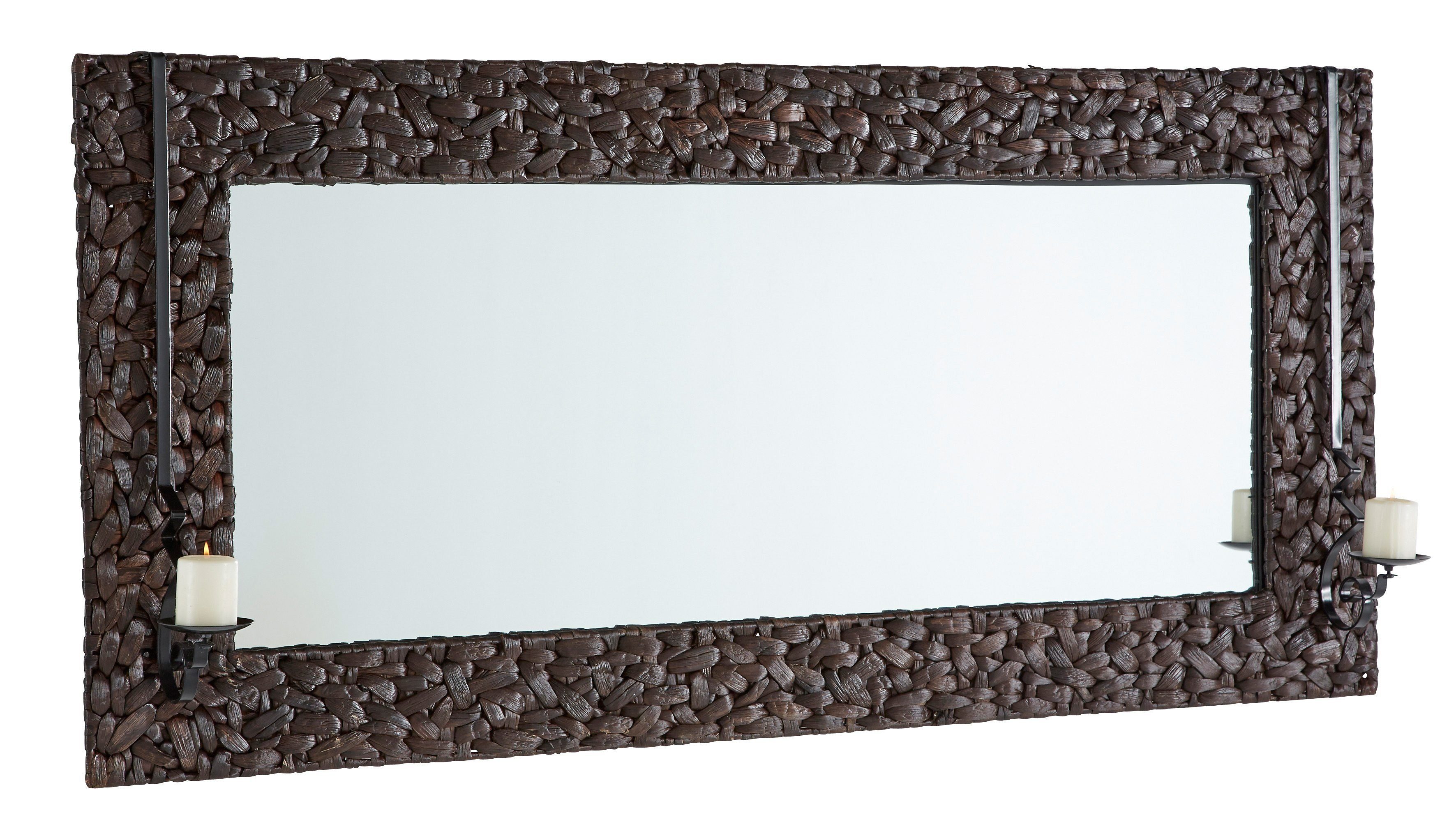 Home affaire Spiegel Schönerempfang, mit Kerzenhalter, geflochtenes Wasserhyazinthengeflecht, Breite 150 cm