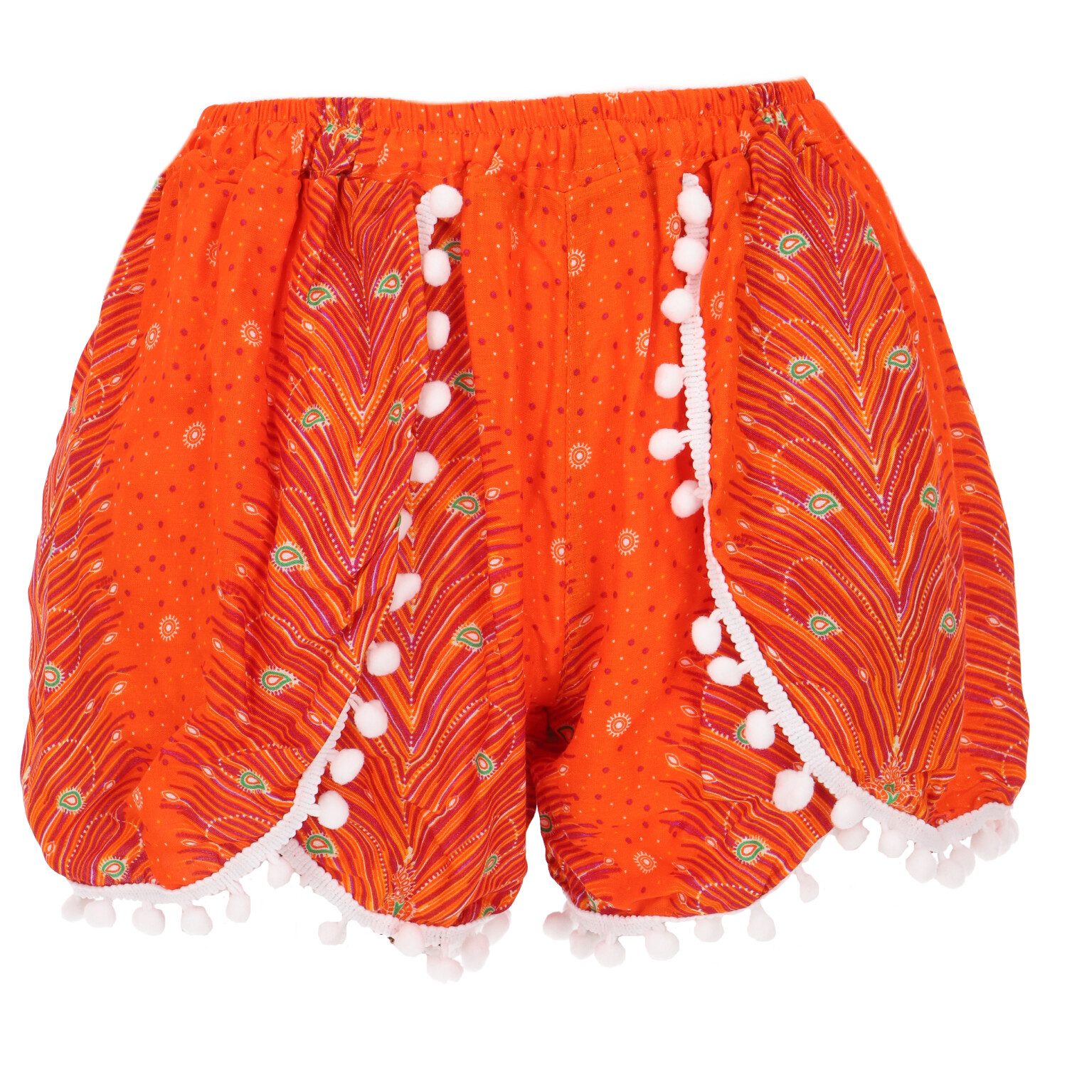 Hose & Shorts Leichte Pantys, Print Shorts mit Bommeln -..