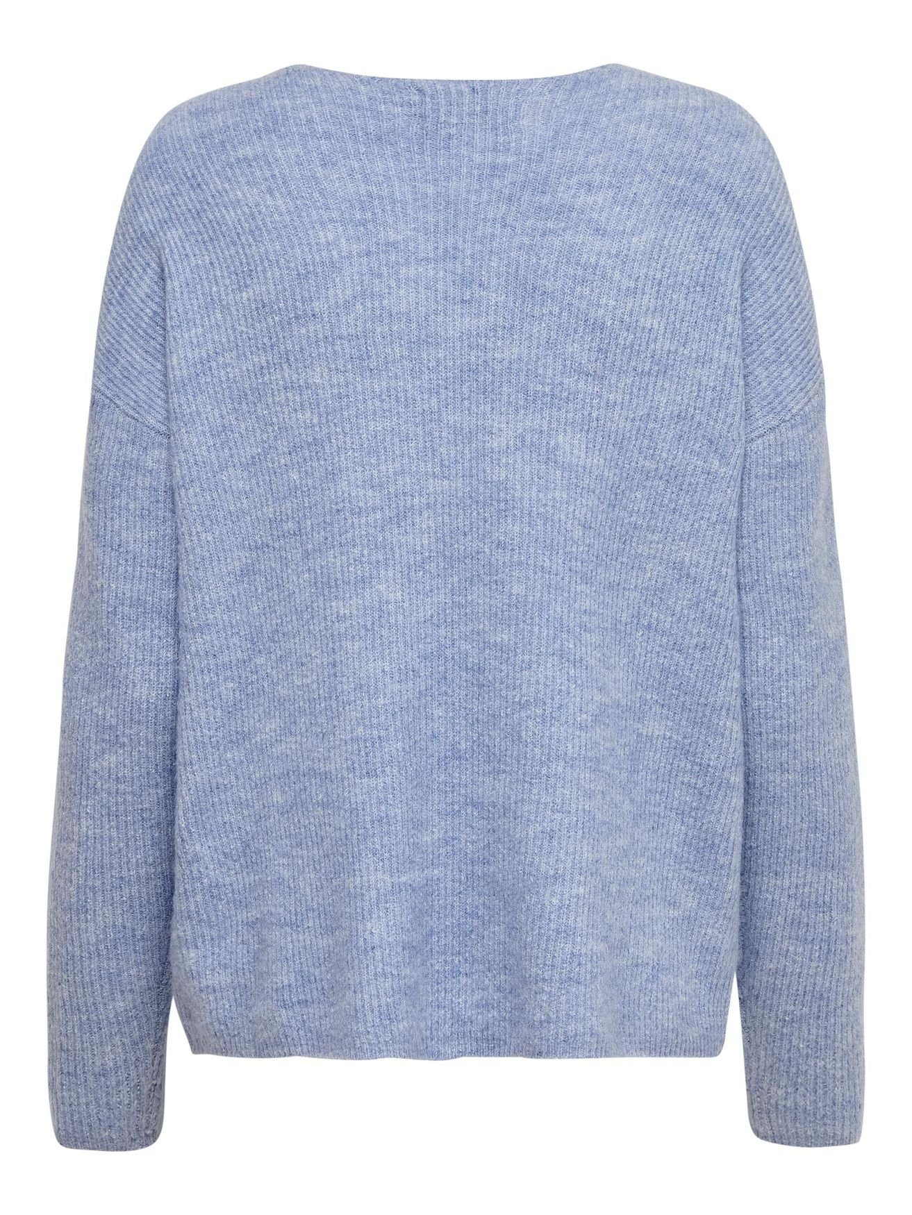 Sweater V-Ausschnitt ONLY in Stretch Warmer Strickpullover 4471 Strickpullover Blau ONLCAMILLA