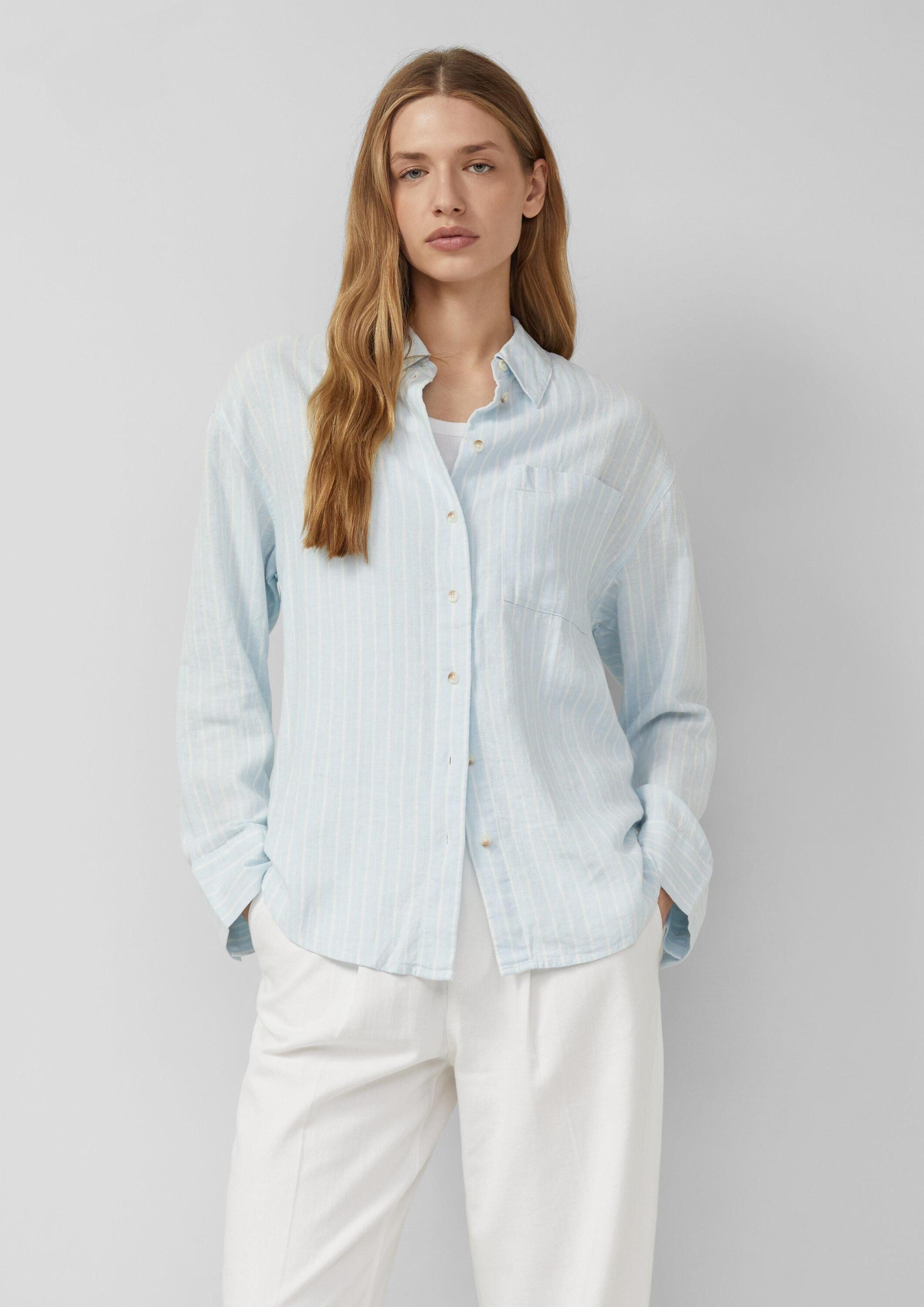 s.Oliver Langarmbluse Bluse Gestreifte Bluse aus Leinenmix