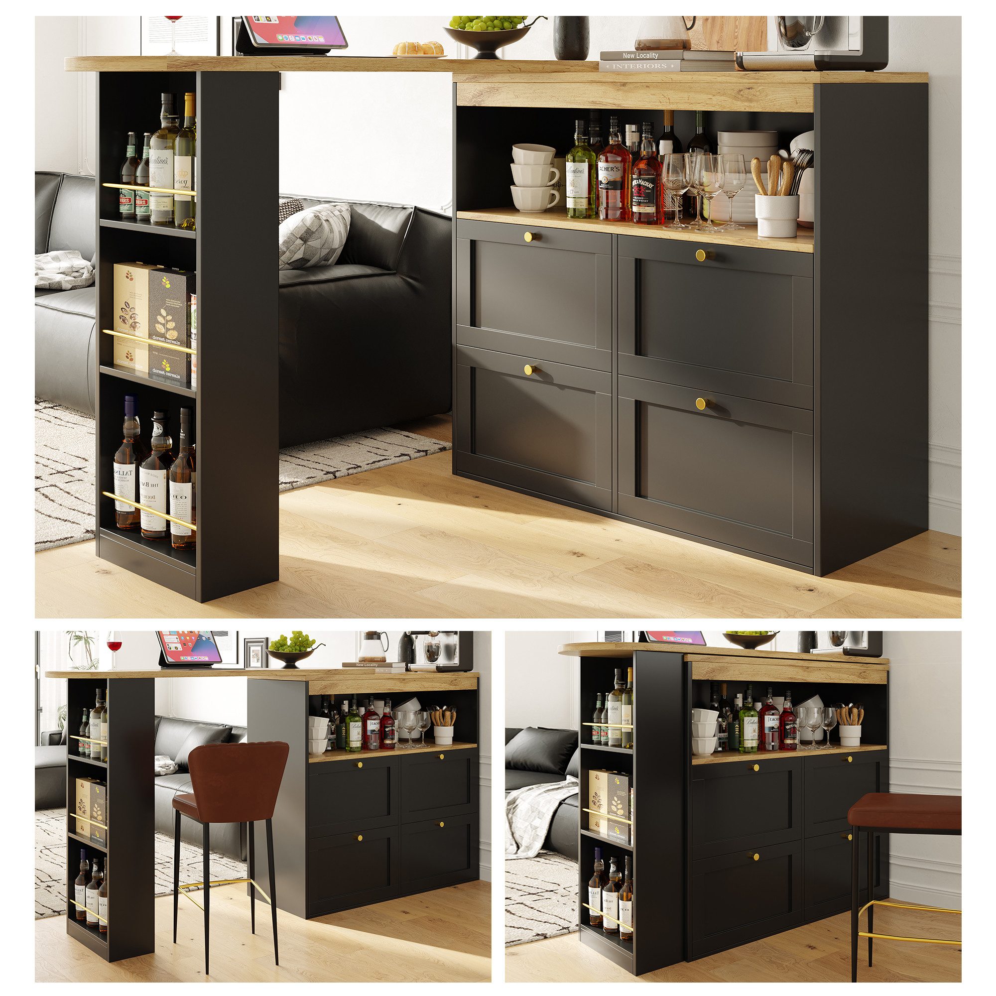 MODFU Bartisch 360° drehbare (drehbar Sideboard, günstig online kaufen