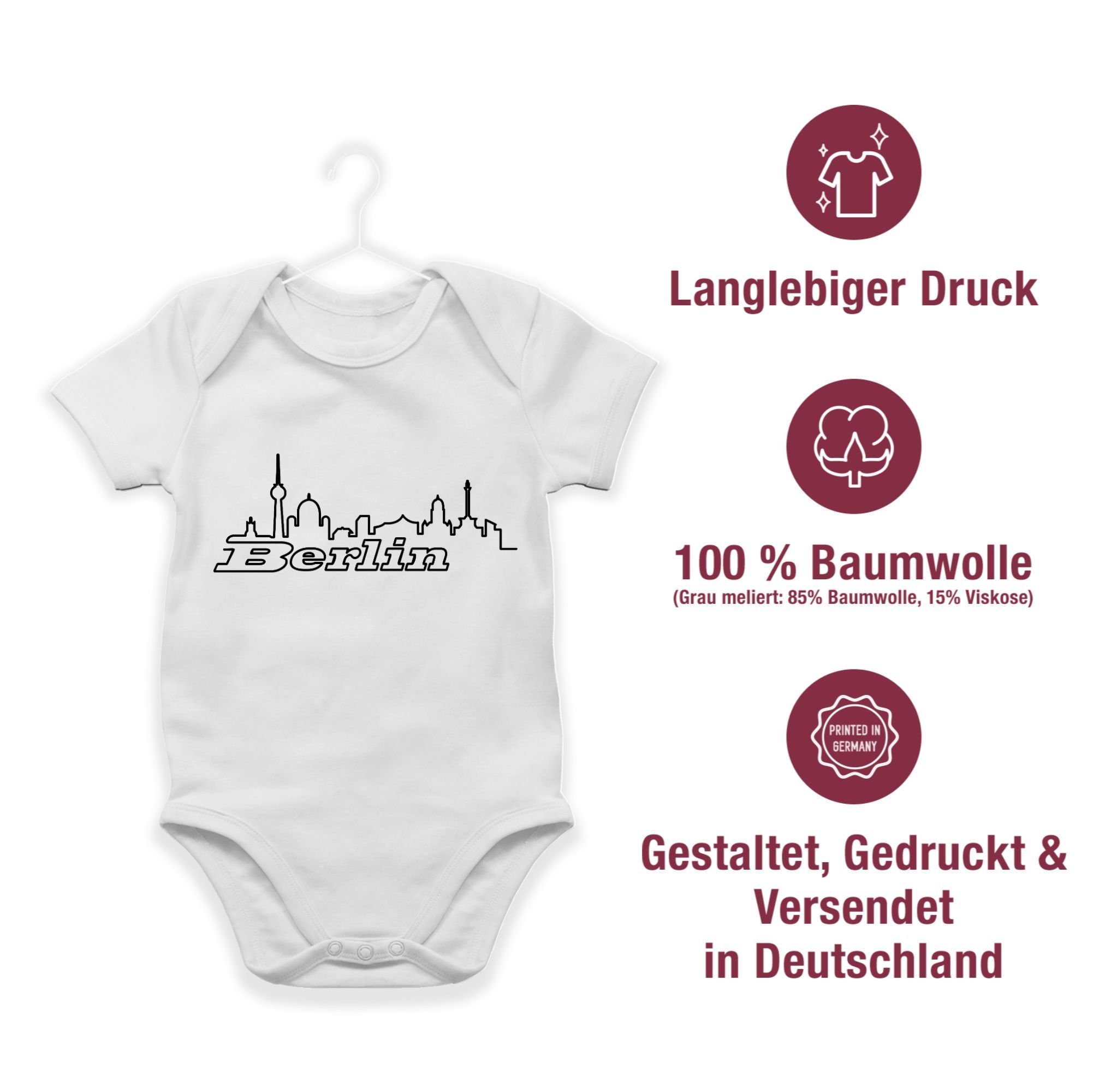Shirtbody Weiß Wappen Länder Shirtracer Berlin Baby Skyline 2