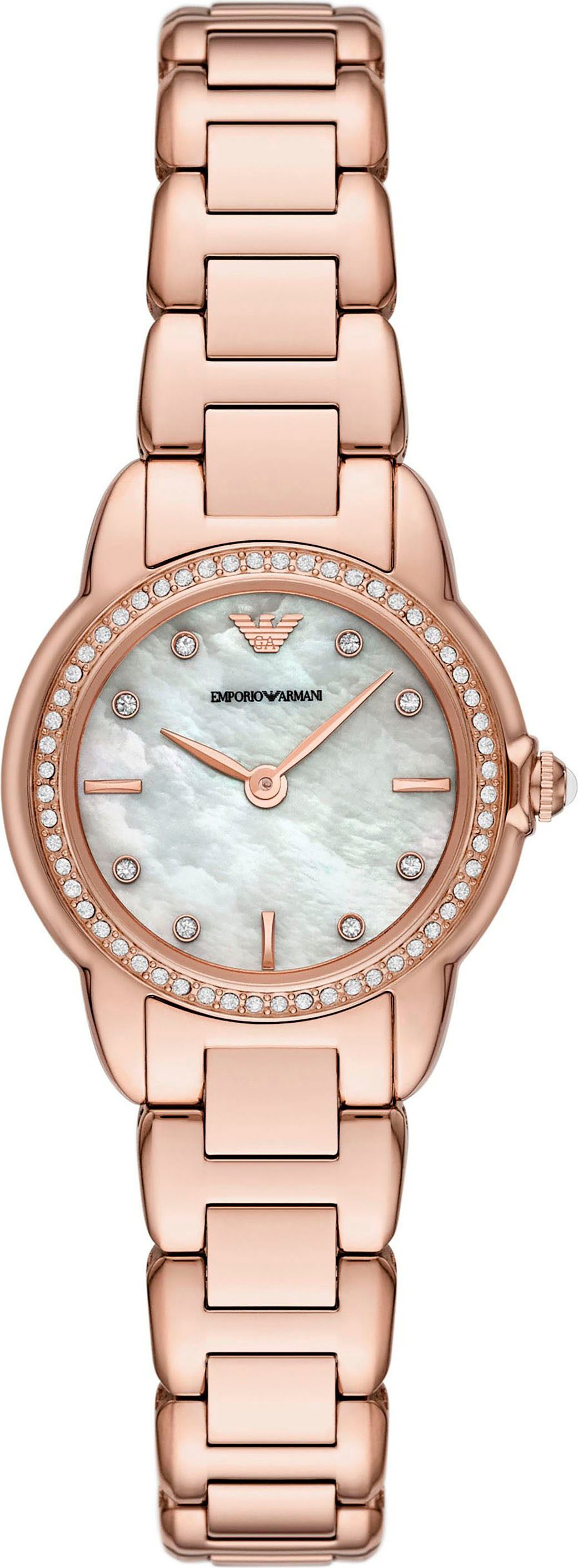 Emporio Armani Quarzuhr AR11671, Armbanduhr, Damenuhr, Edelstahlarmband, analog, Glassteine