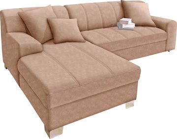 INOSIGN Ecksofa Turah incl. Zierkissen, moderne Steppung, auch in Leder, wahlweise mit Bettfunktion, Schlafsofa, B/T/H: 239/152/75 cm, L-Form