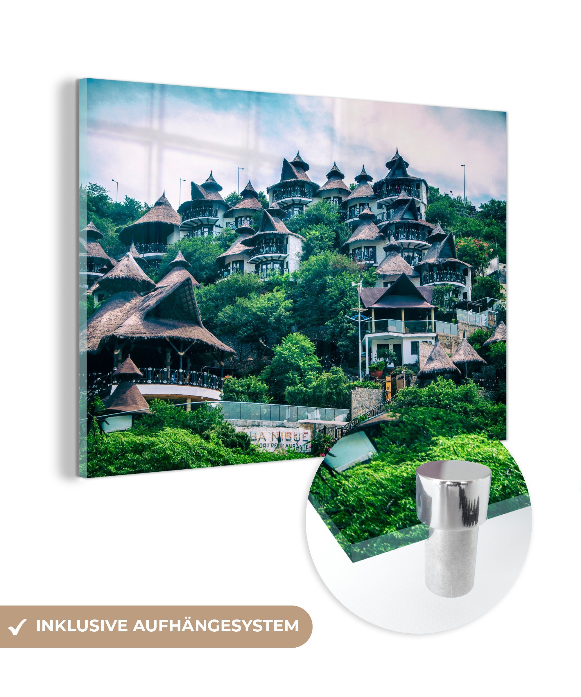 MuchoWow Acrylglasbild Panoramablick auf die beeindruckenden Häuser in Santa Marta, (1 St), Acrylglasbilder Wohnzimmer & Schlafzimmer