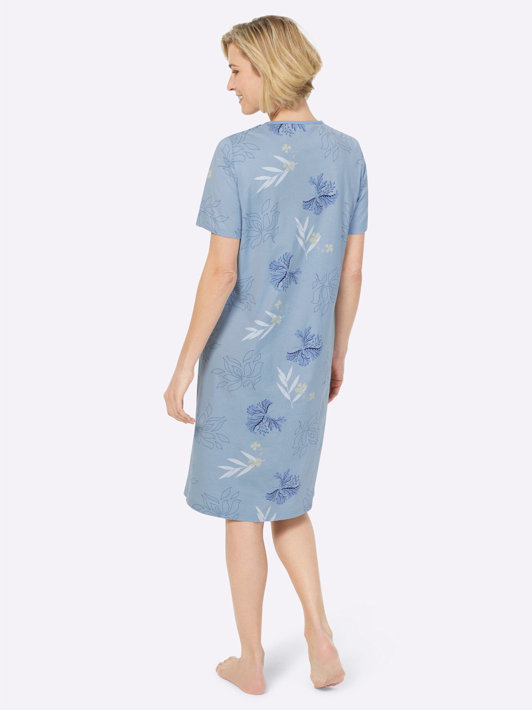 hellblau-bedruckt hellblau + Ascafa (2-tlg) Nachthemd
