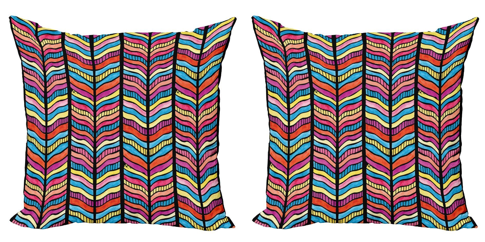 Kissenbezüge Modern Accent Doppelseitiger Digitaldruck, Abakuhaus (2 Stück), Abstrakt Bunte Regenbogen-Blatt