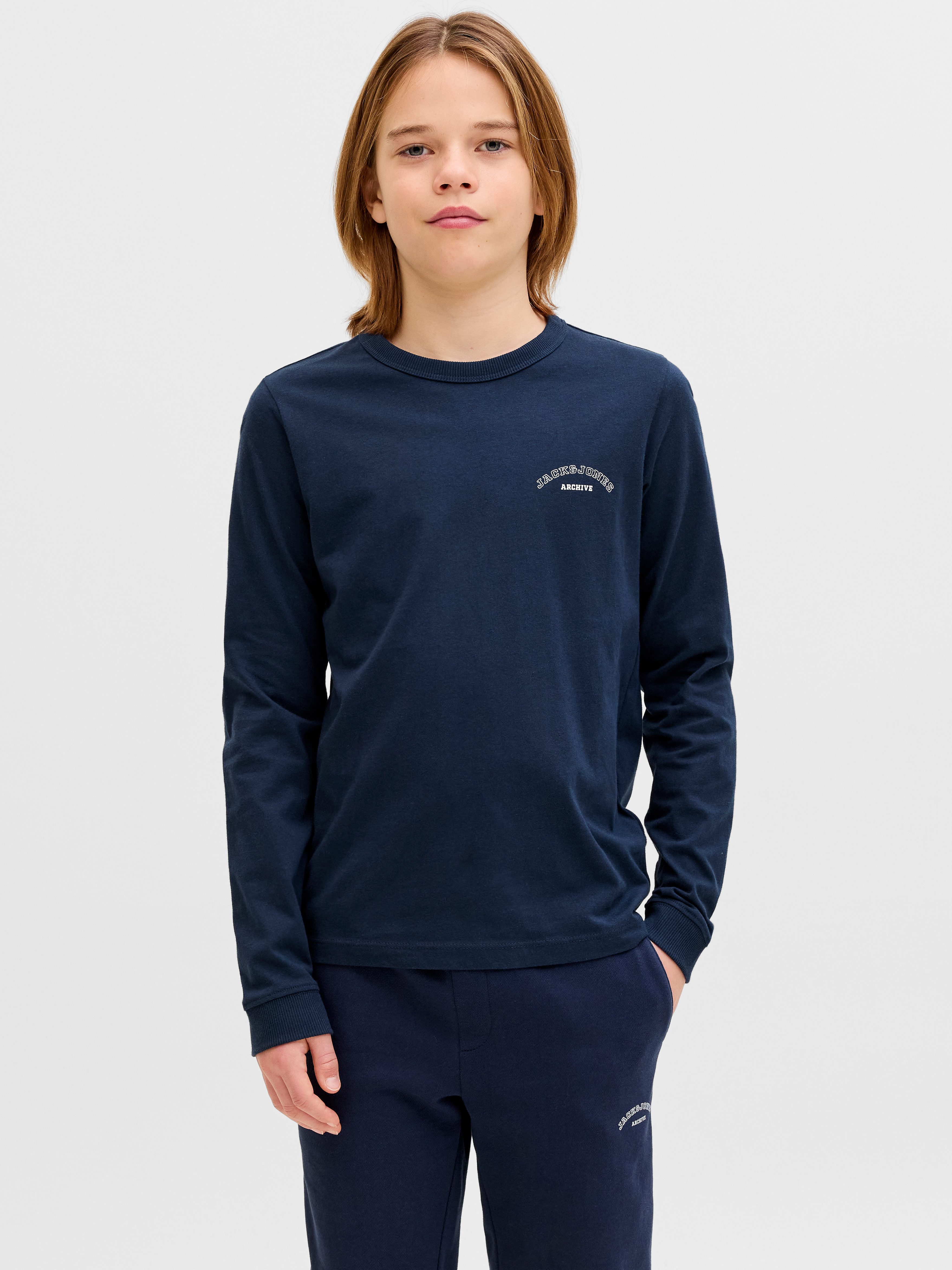 Jack & Jones Junior Langarmshirt JJCOLLEGE LOGO TEE LS CREW NECK JNR mit Logoprint