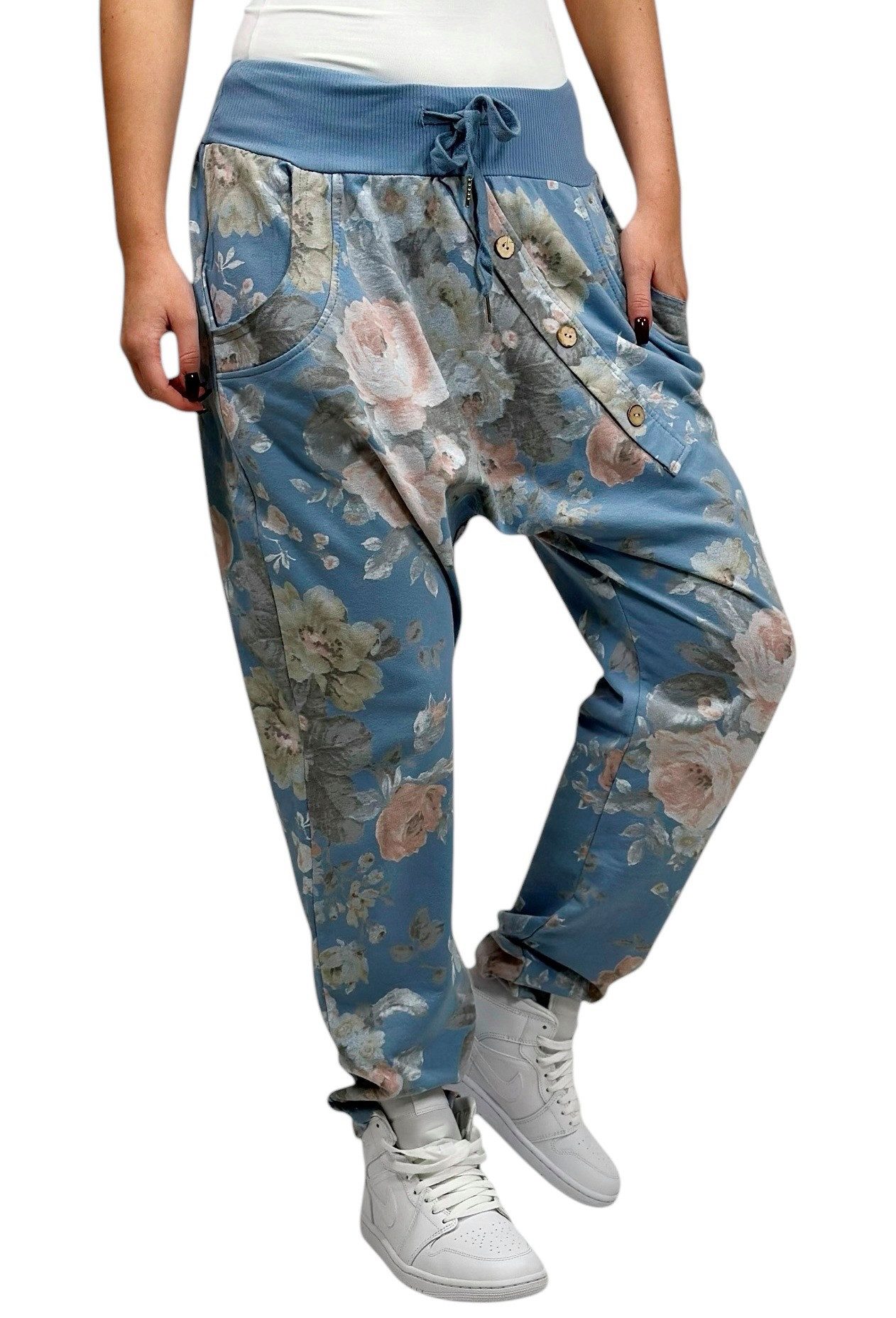 Mississhop Boyfriend-Hose Damen Hose Sweatpants Jogginghose Blumen M.130