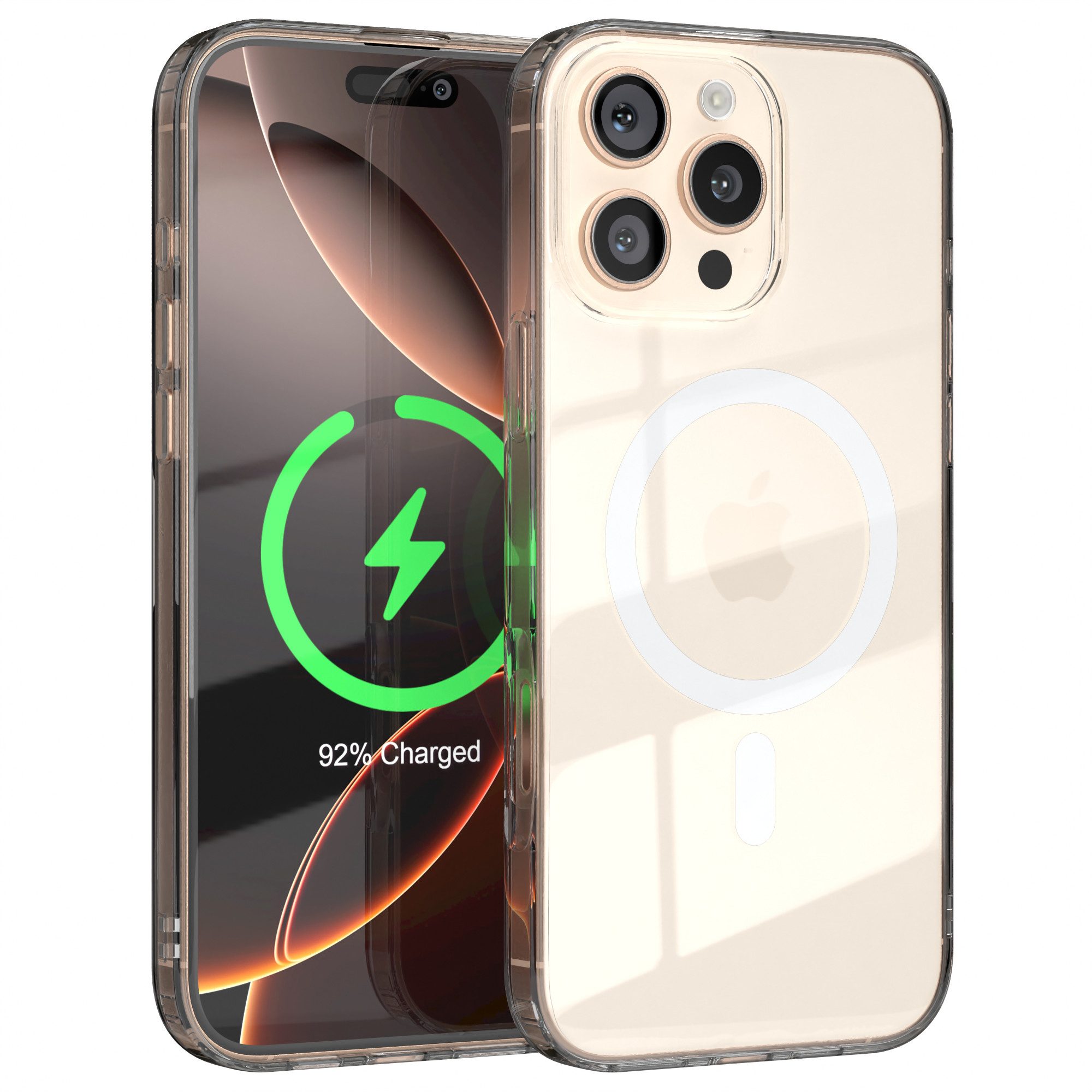 EAZY CASE Handyhülle Transparente Hülle mit MagSafe iPhone 16 Pro Max 6,9 Zoll, Back Cover, Bumper Case, Handy Schutzhülle Kameraschutz, Durchsichtig