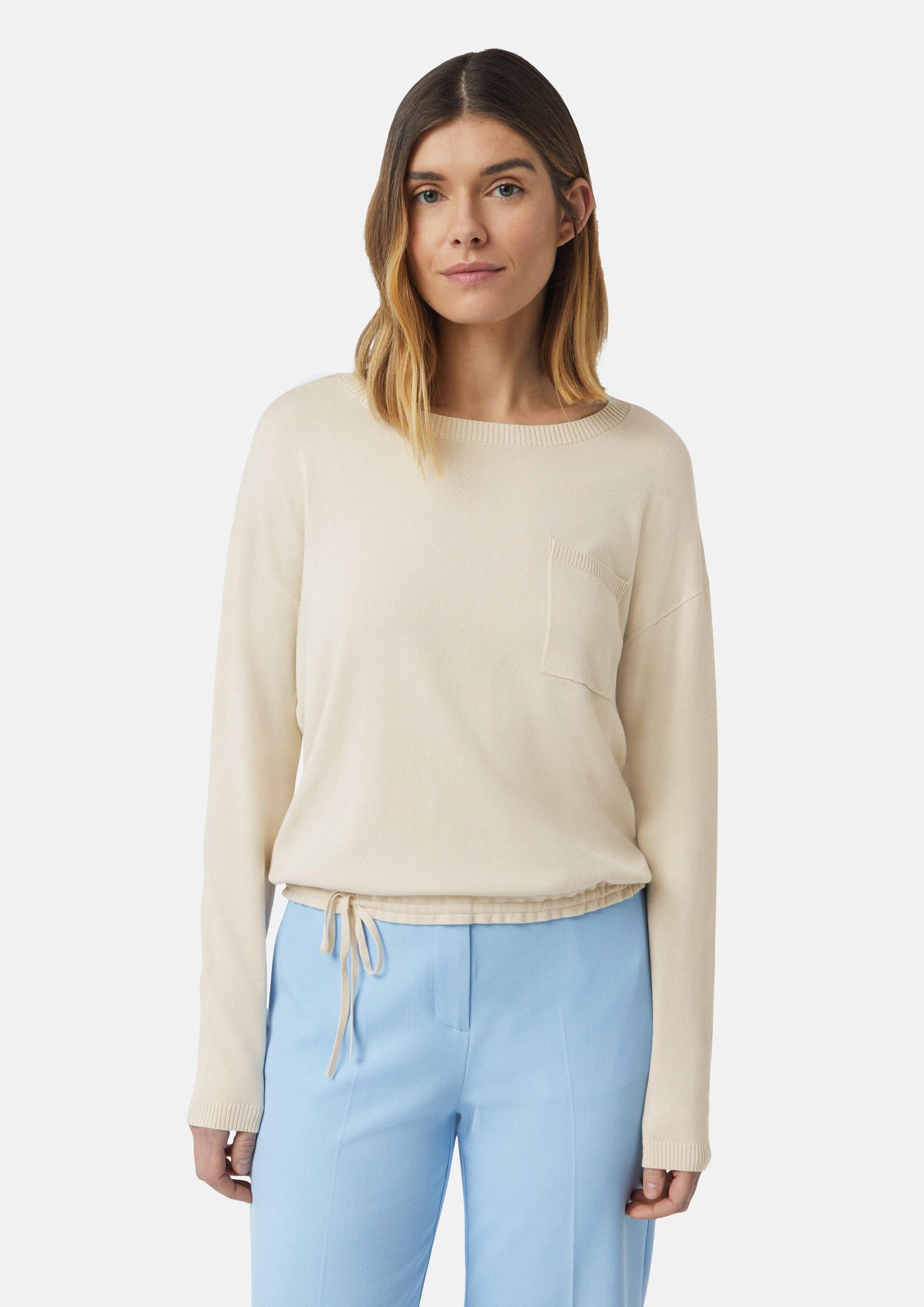 comma Longpullover Strickpullover Feinstrickpullover mit Durchzugkordel