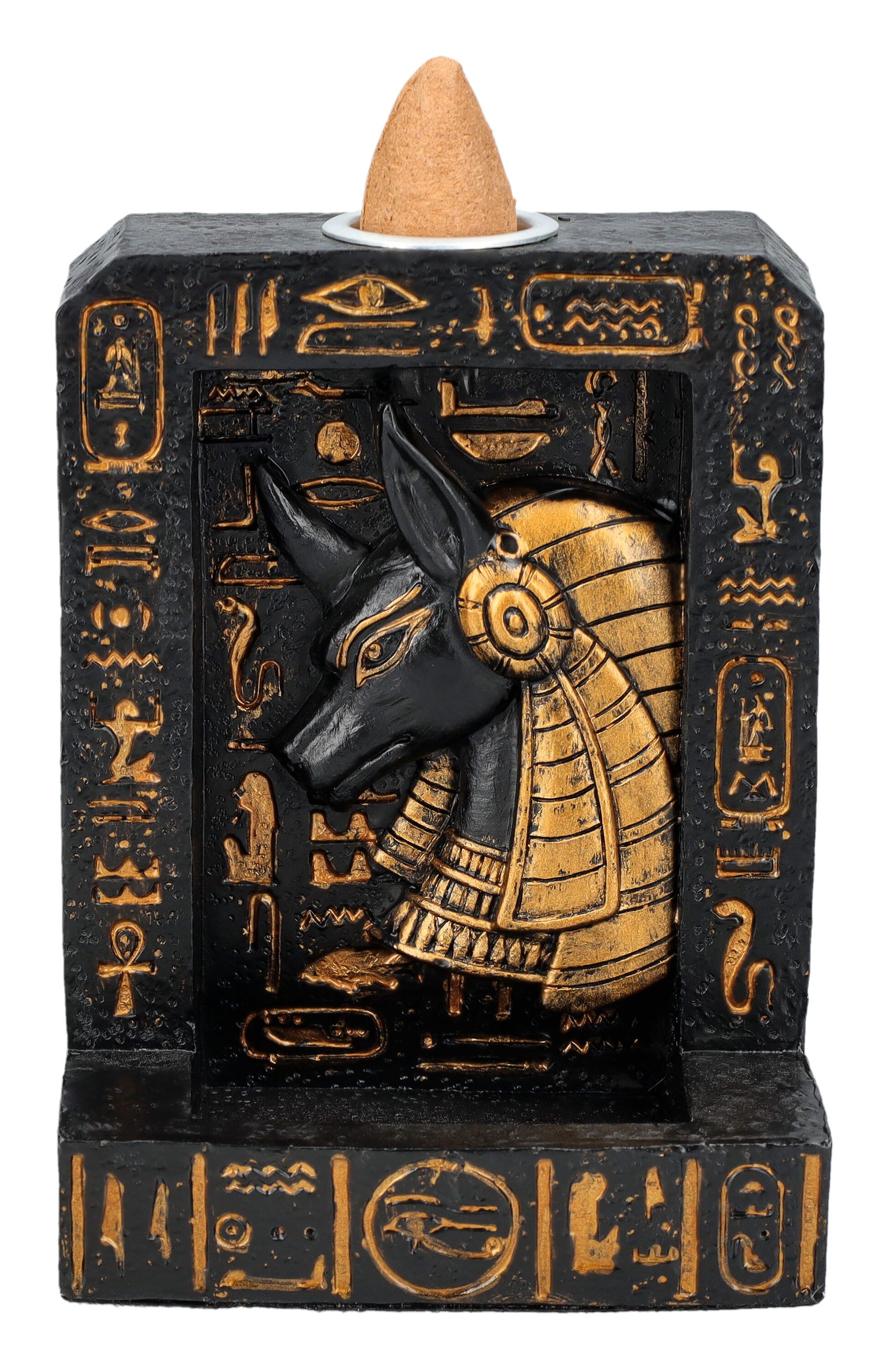 Figuren Shop GmbH Räuchermännchen Rückfluss-Räucherhalter - Anubis Hieroglyphen - ägyptische Dekoration