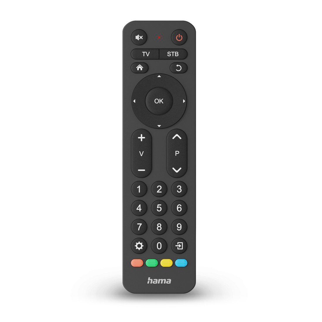 Hama Universal Fernbedienung für TV und Set-Top-Box mit großen Tasten Universal-Fernbedienung (2-in-1, Lernfunktion, große Tasten, steuert zwei Geräte, 10 m Reichweite)