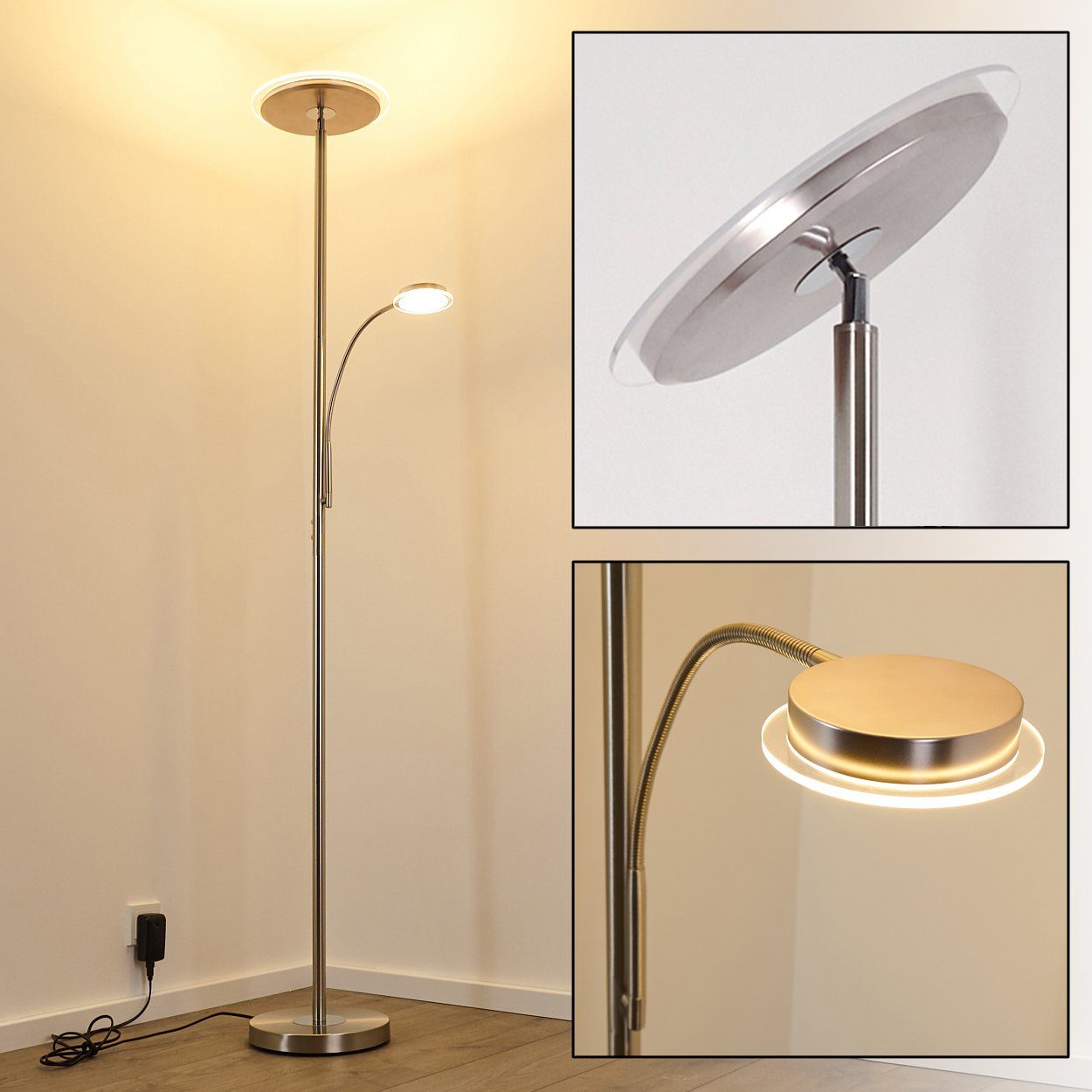 Design LED Steh Stand Boden Lampen Touchdimmer Wohn Schlaf Zimmer Beleuchtung 
