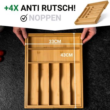 LINFELDT Besteckkasten Besteckkasten für Schubladen - TOP BESTECK ORGANIZER, 33-50cm Breite verstellbar