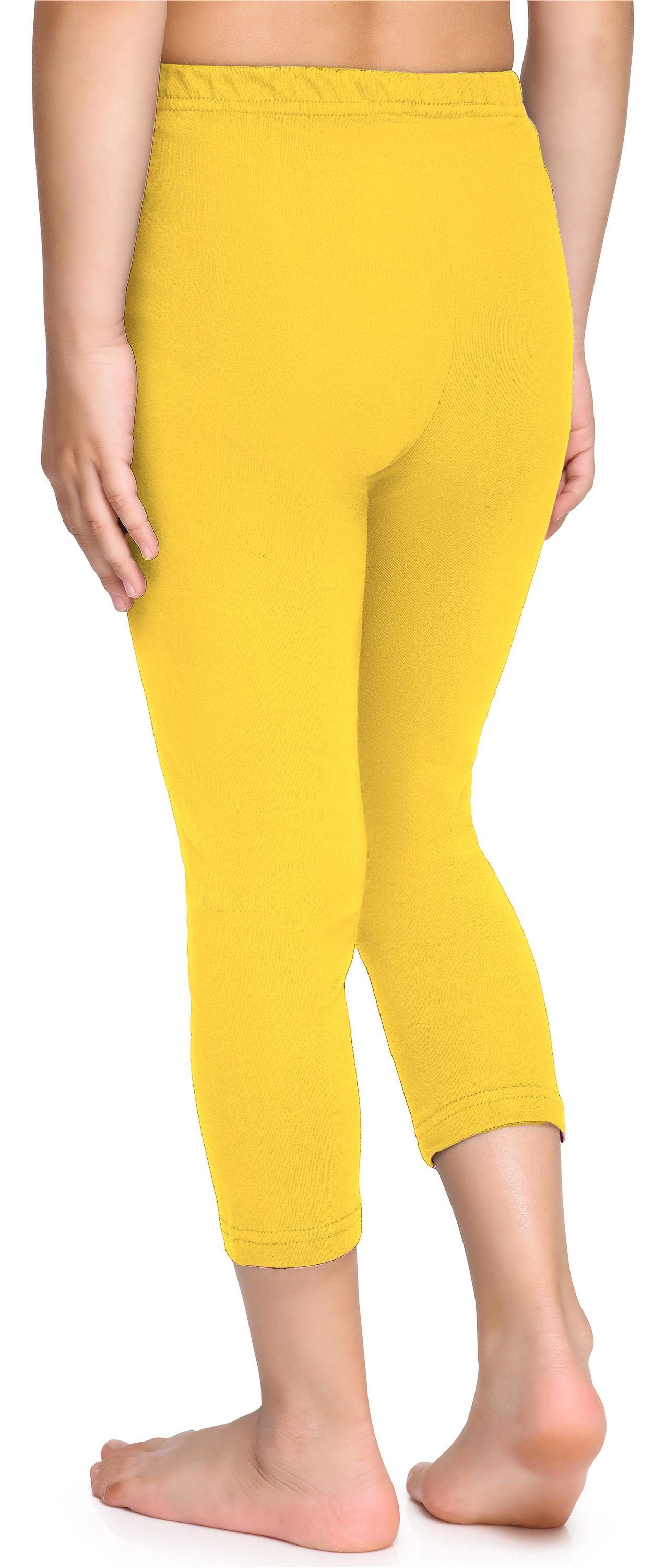 Leggings MS10-226 Gelb Baumwolle Leggings Style 3/4 elastischer (1-tlg) Merry Capri Bund aus Mädchen