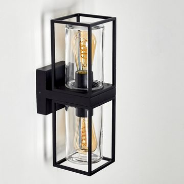 hofstein Außen-Wandleuchte »Besana« Wandlampe aus Metall in Schwarz und 4 Gläser Rauchfarben/Klar, ohne Leuchtmittel, Industrial Style Außenlampe mit Lichteffekt an der Wand, E27, IP44