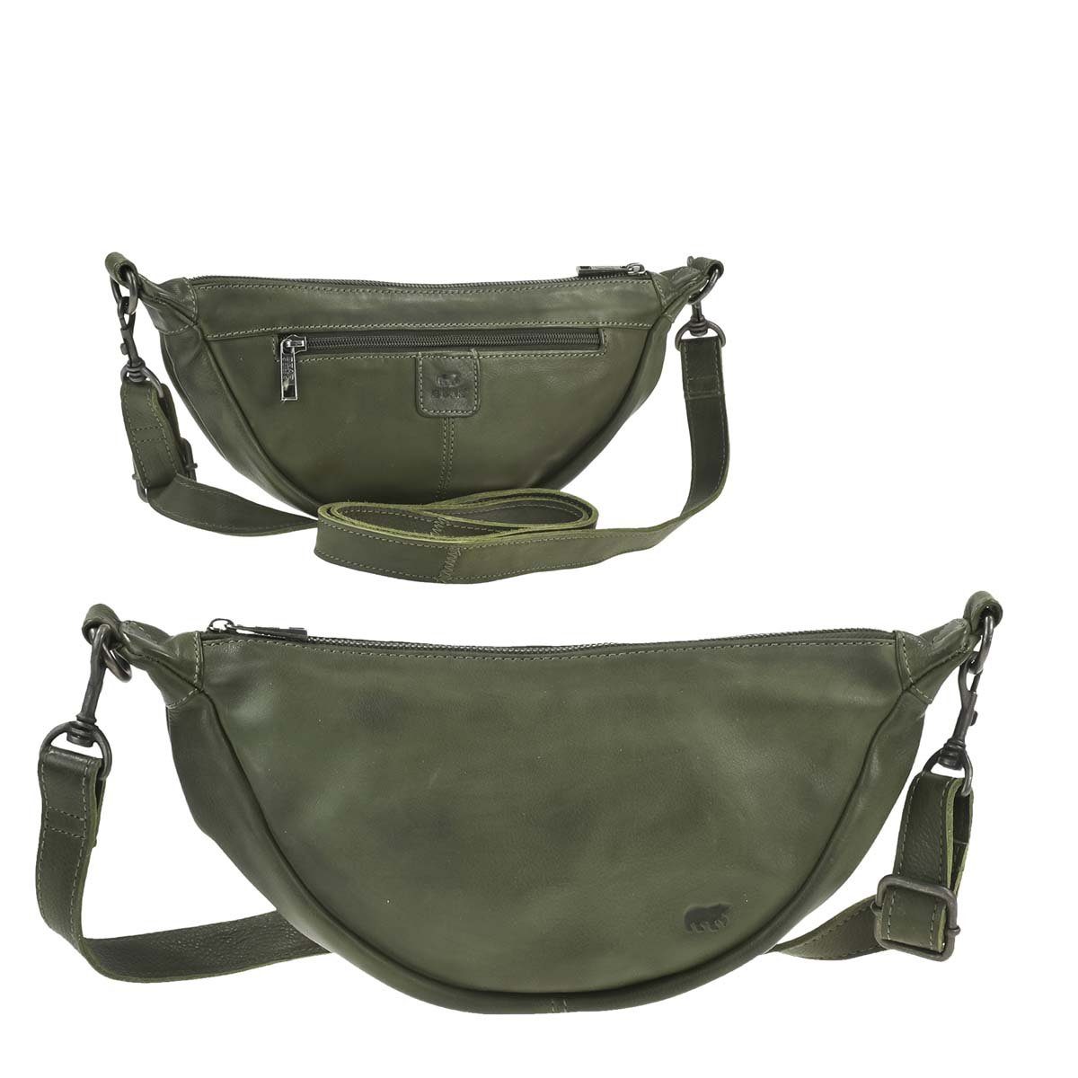 Bear Design Umhängetasche Toon, Crossbody Bag Damen Leder 35x17cm als Crossover Tasche