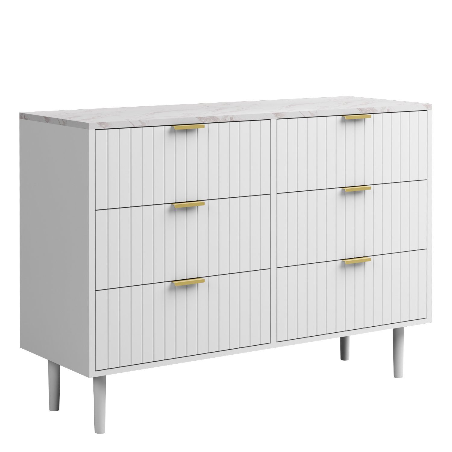 UEV Kommode mit Schubladen marmor Beistellschrank für Wohnzimmer,Schlafzimmer (Aufbewahrungsschrank), marmorfarbrig, Breite 60/100cm, Sideboard, Highboard