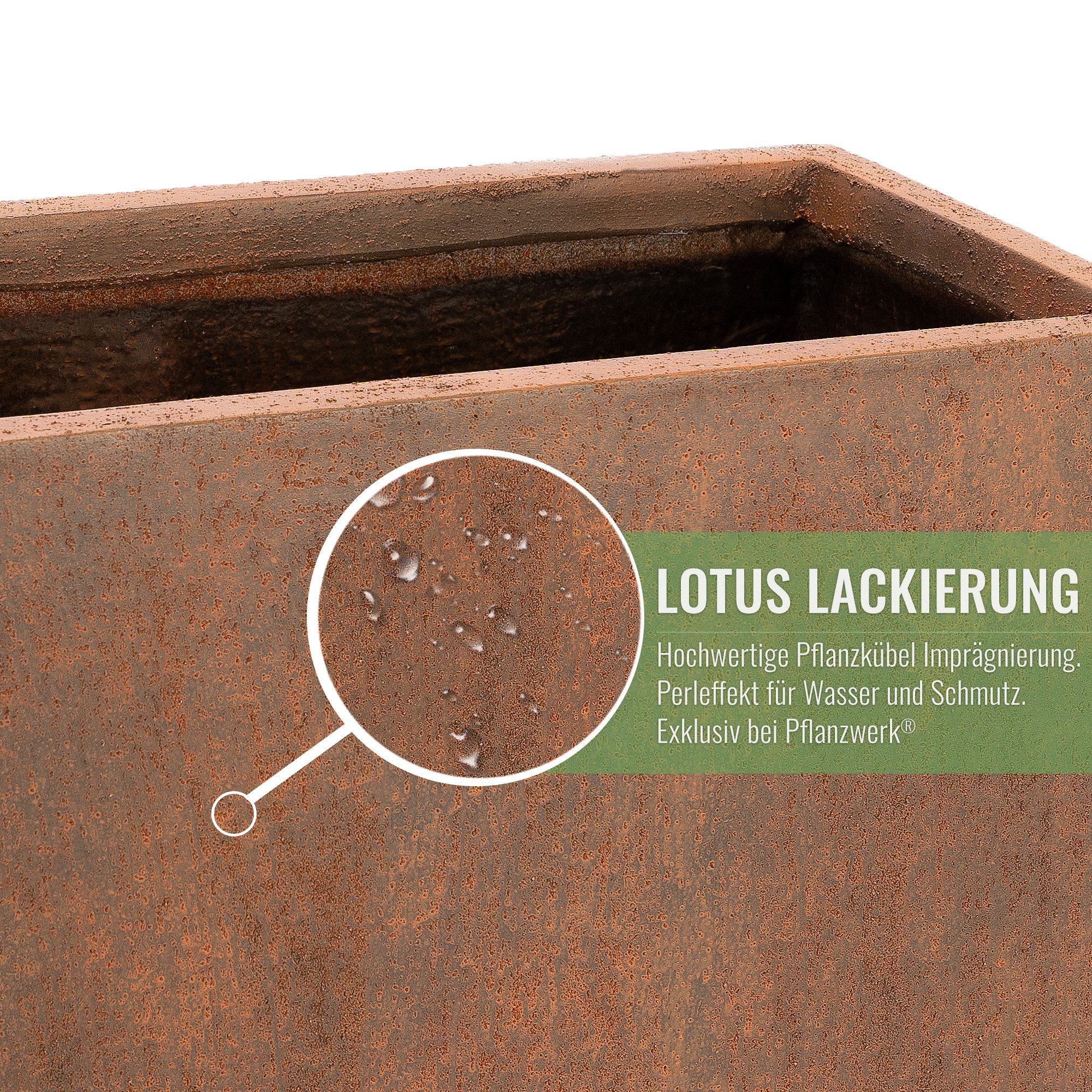 Pflanzwerk® Pflanzkübel TUB Frostbeständiger Fensterbank Premium Blumenkübel mit Lotus-Effekt, Fiberglas - Handgefertigt - Rechteckig – Frostbeständig