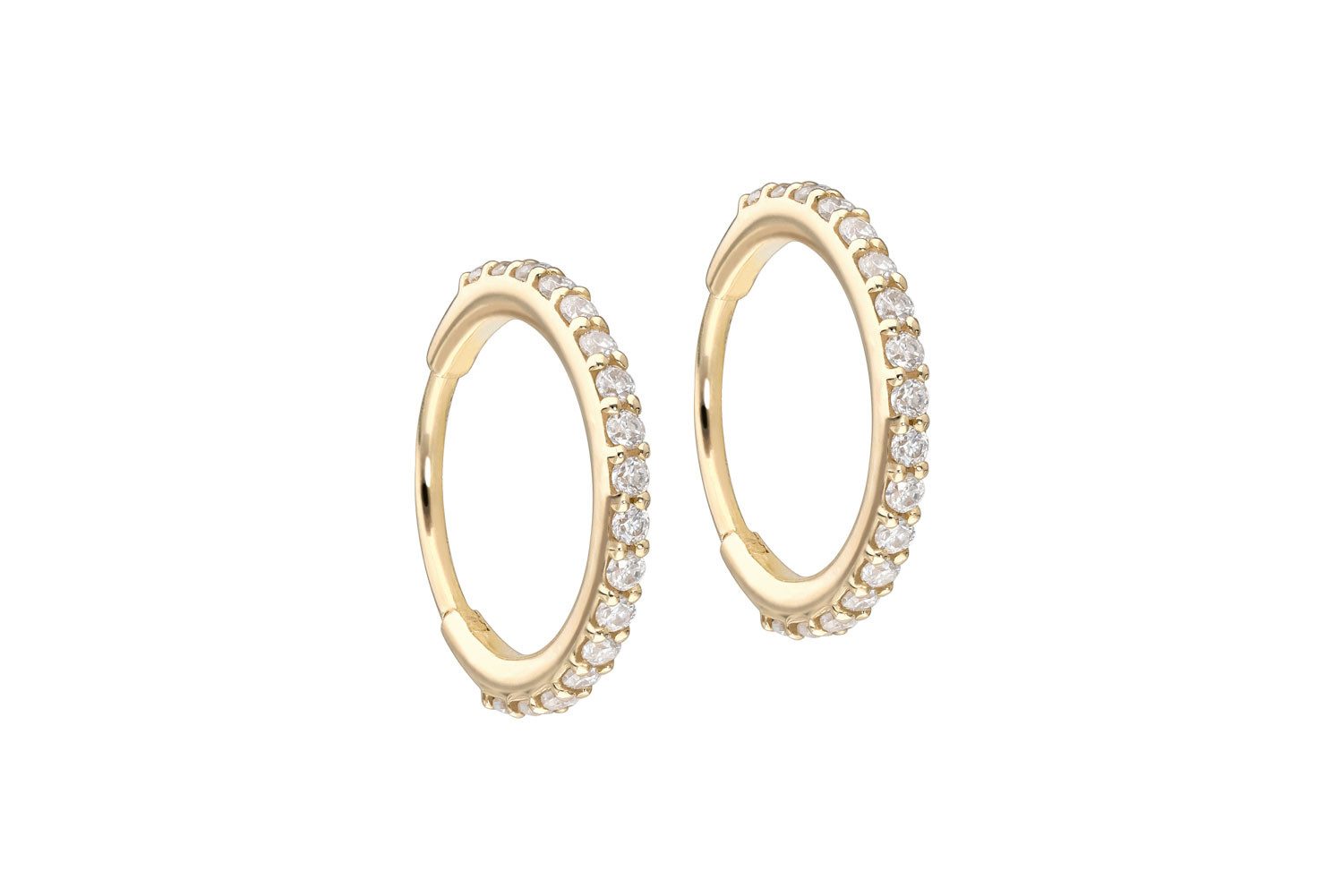 FILANGO Paar Creolen 14/18 Karat Gold Ohrclicker Creolen EINGEFASSTE MOISSA günstig online kaufen