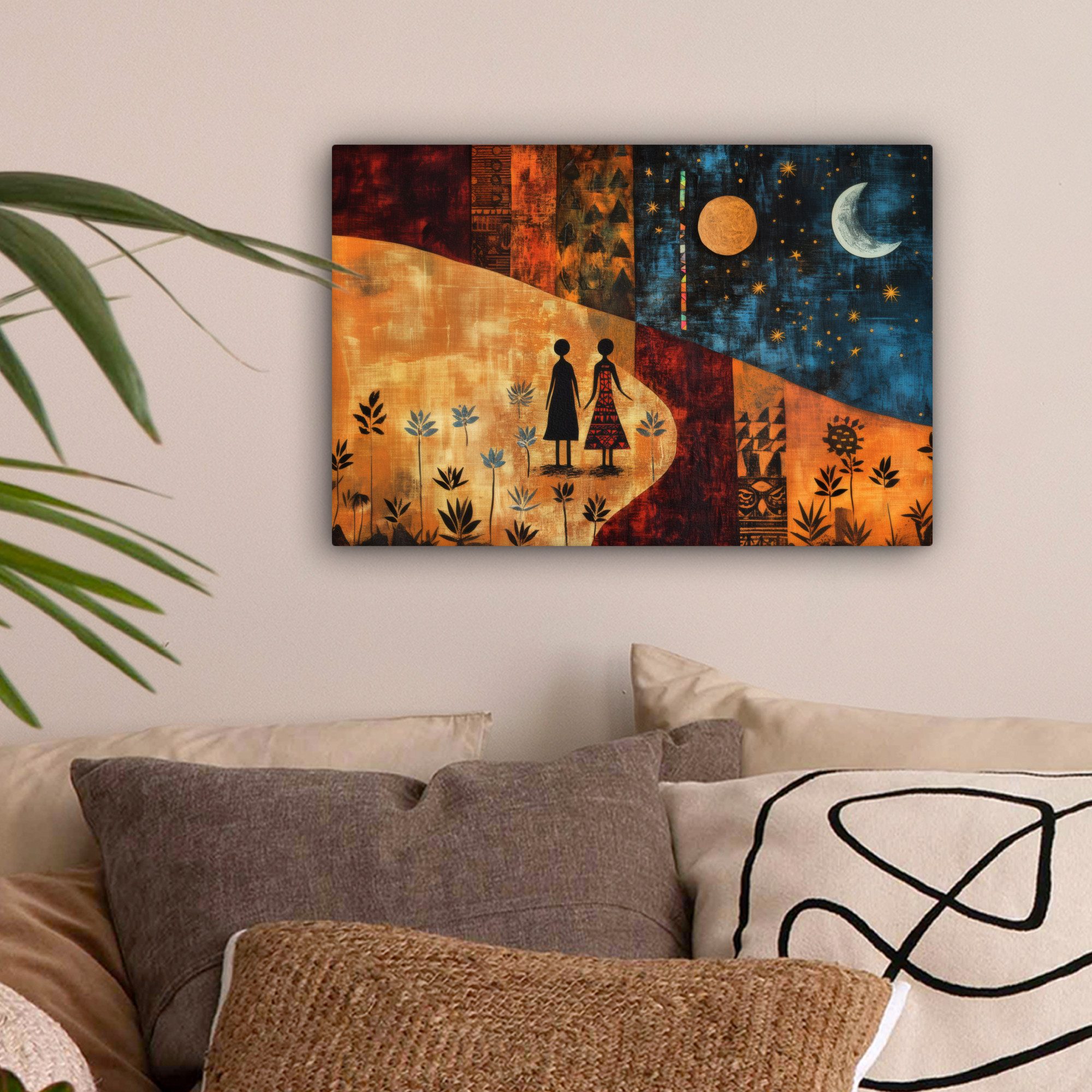OneMillionCanvasses® Leinwandbild Scherenschnitte - Abstrakt - Sonne - Mond günstig online kaufen