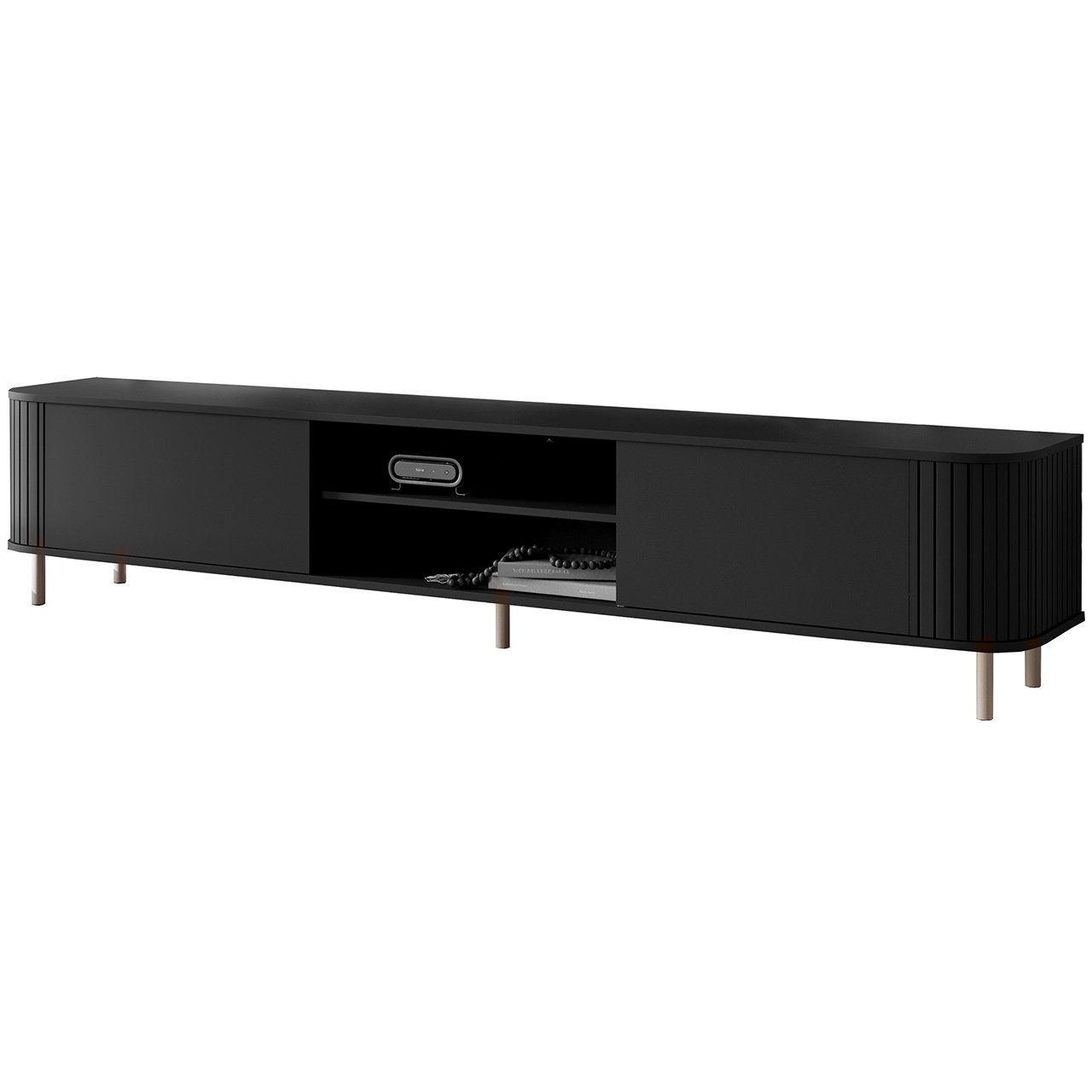 MOEBLINE Lowboard Kommode TV-Schrank 220 2K ZENA schwarz / kaschmir