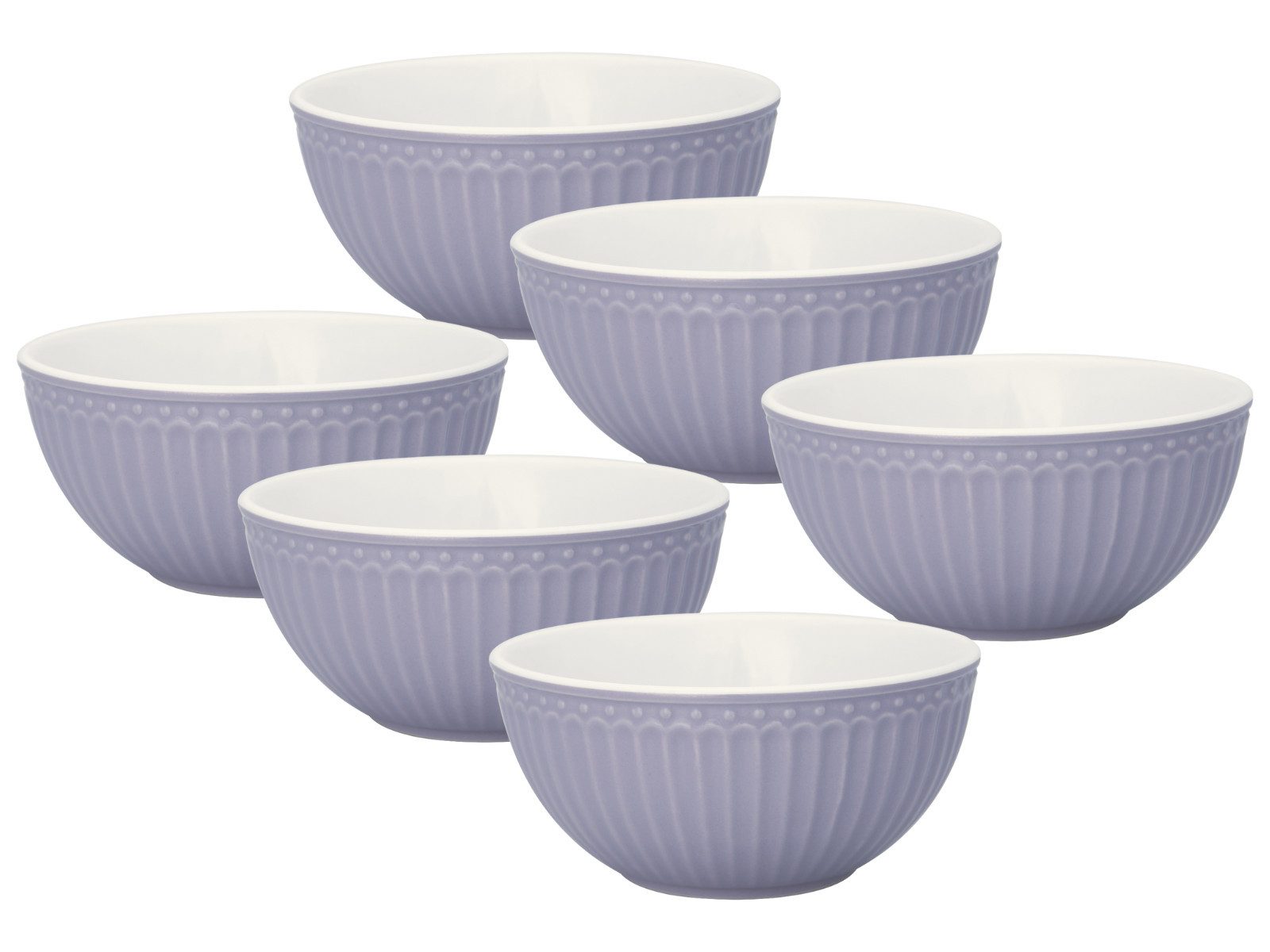 Greengate Geschirr-Set Alice Müslischale lavender 14 cm Set6, Stoneware