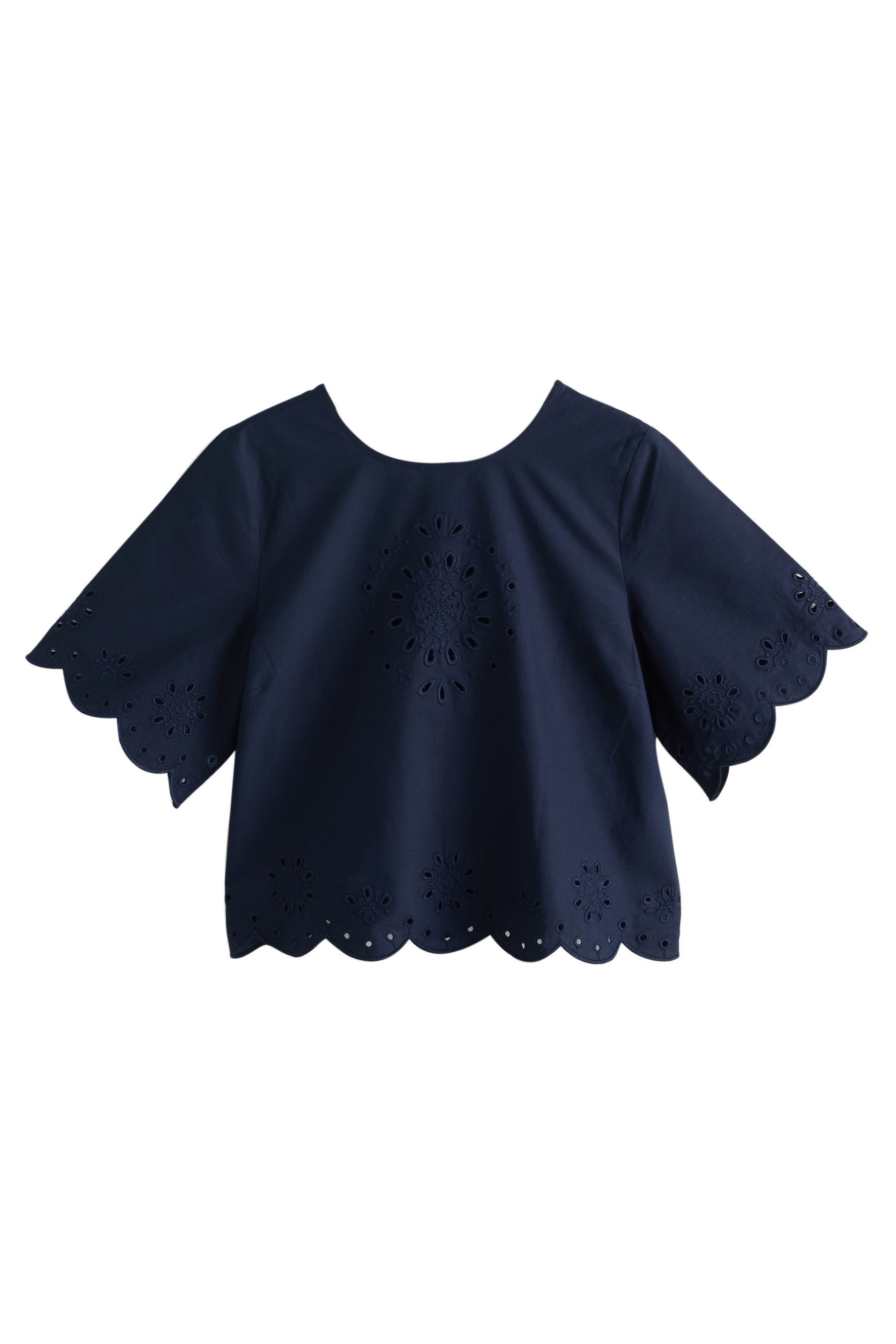 LAURA ASHLEY Hemdbluse Laura Ashley Kombi-Oberteil Lochspitze Baumwolle (1-tlg)
